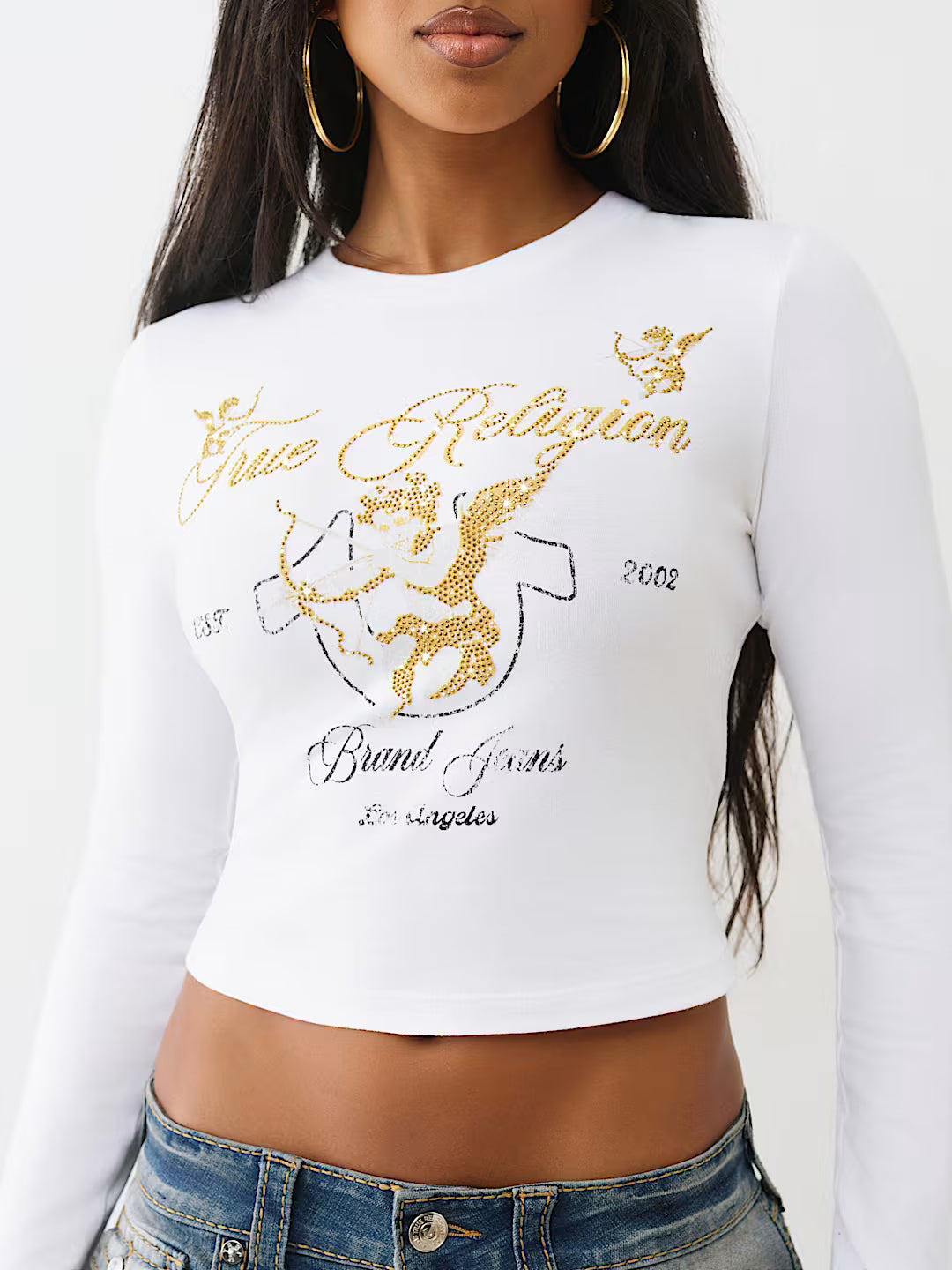 True Religion Crystal Cupid Ls Baby Women's Tee - White