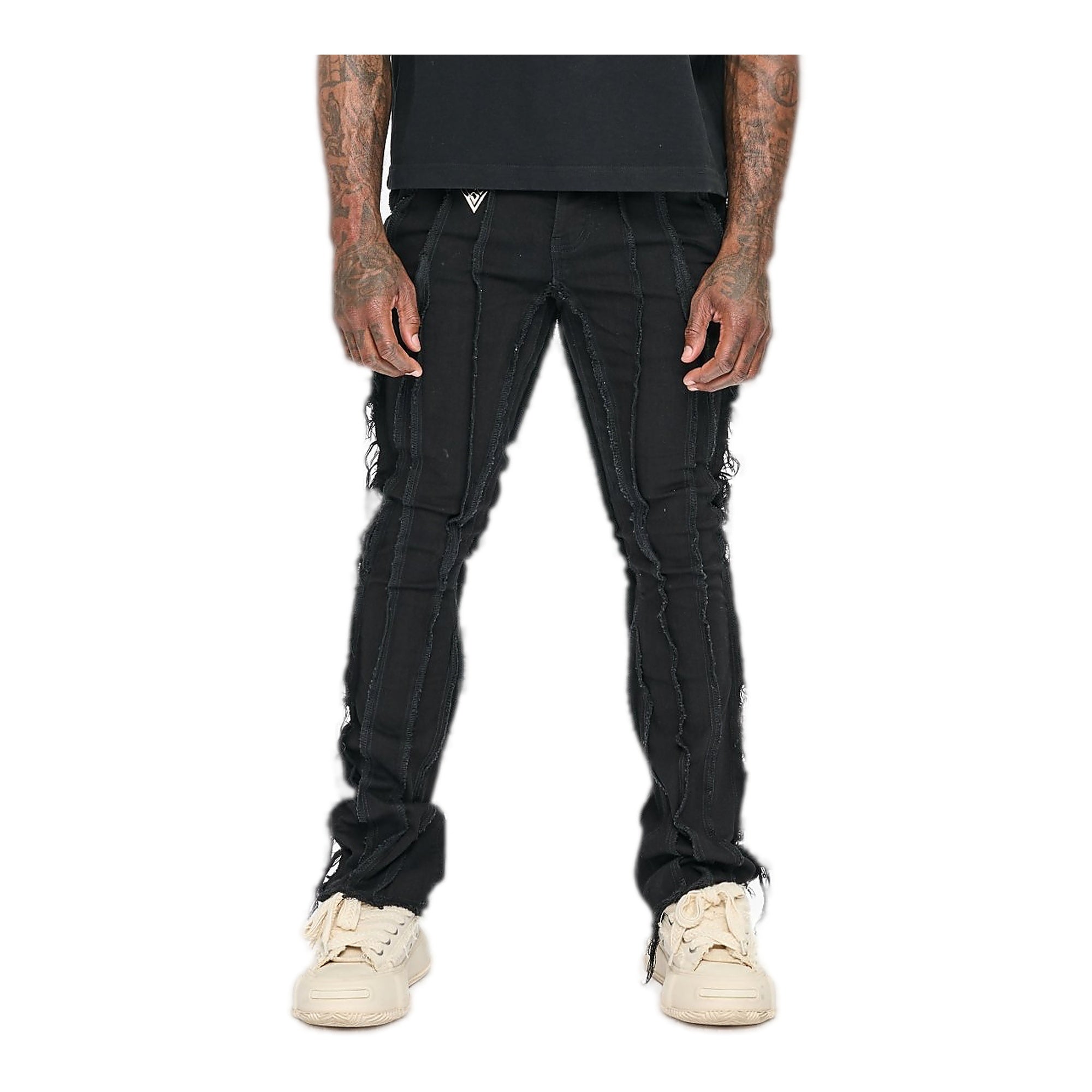 Valabasas Twisted Stacked Denim Men's Jeans - Black