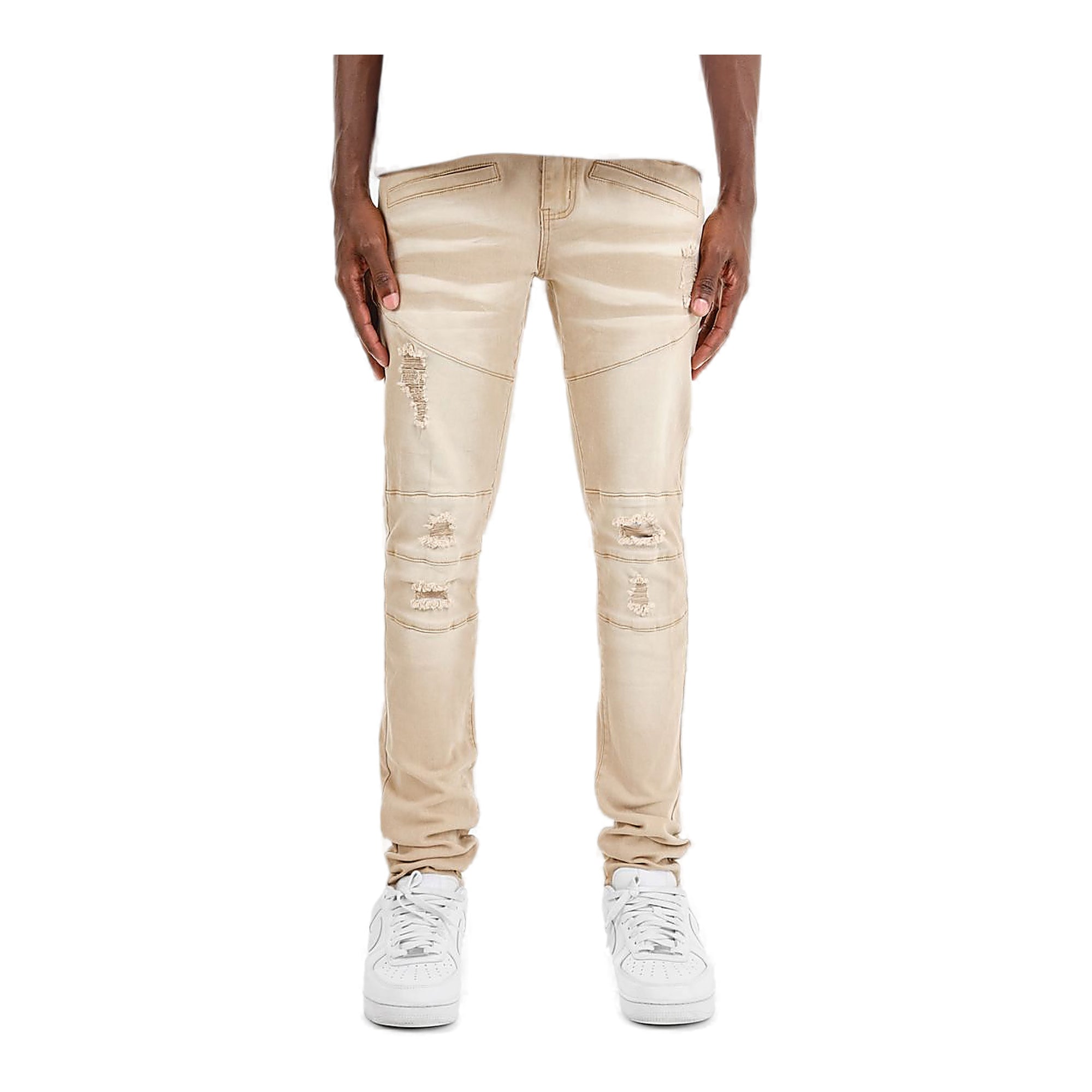 Copper Rivet Distressed Jeans - Skinny Fit