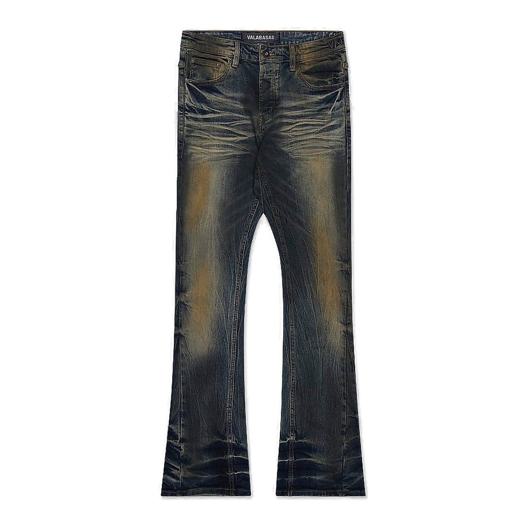 Valabasas Vintage Jeans - Stacked Flare Yellow Vt Blue Wash