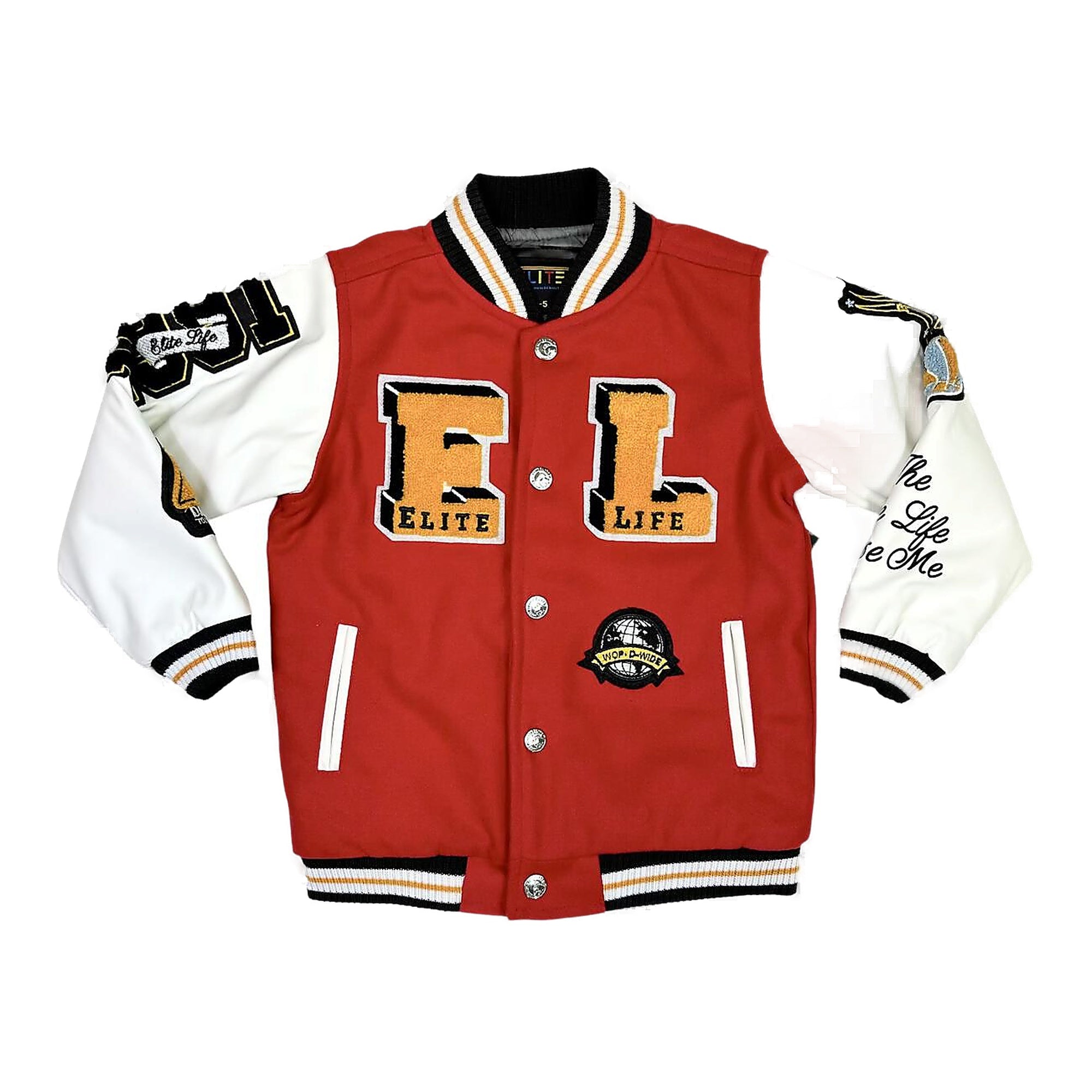 Elite Premium Kids Varsity Jacket - Red