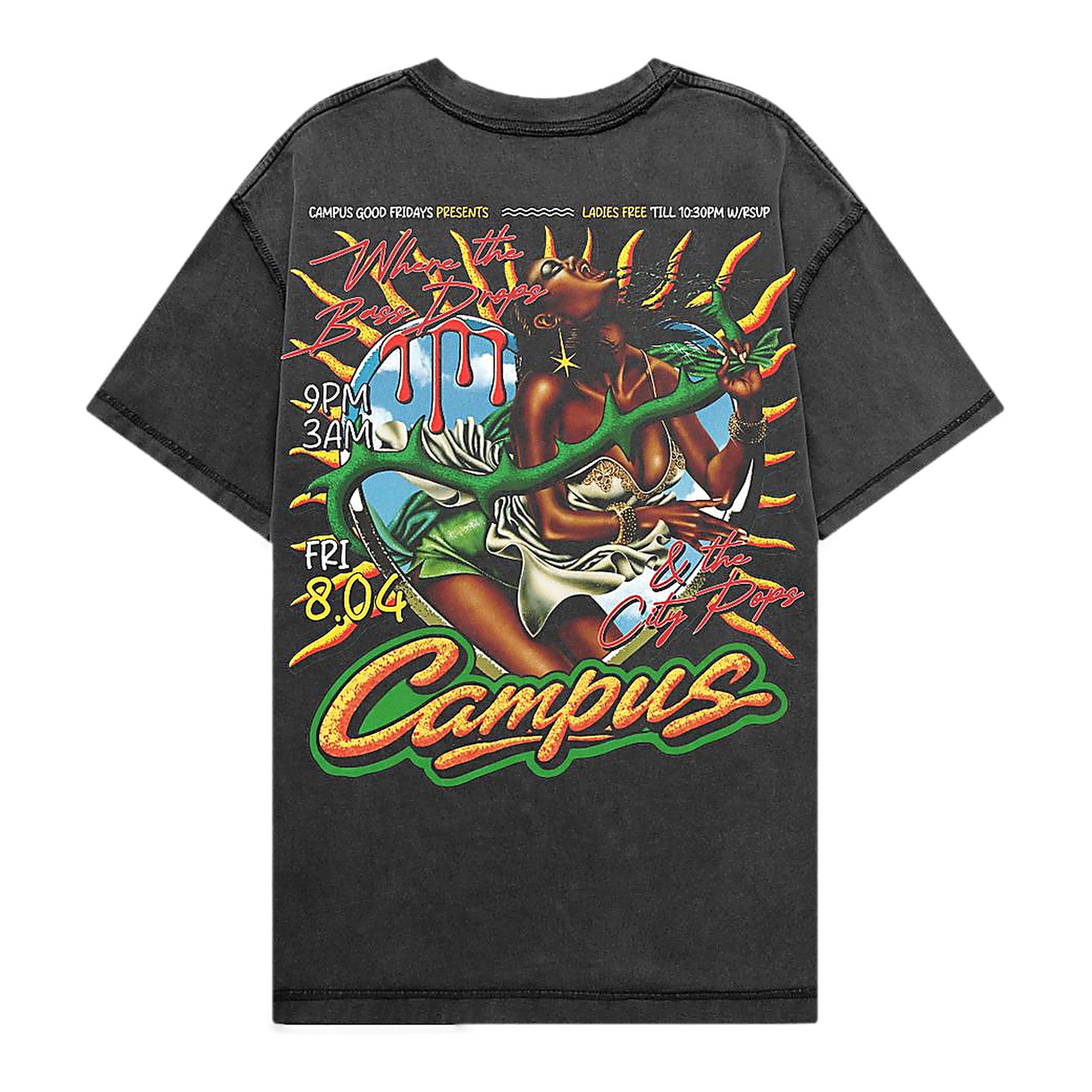 Campus Party Tee T-Shirt - Graphic Back Black