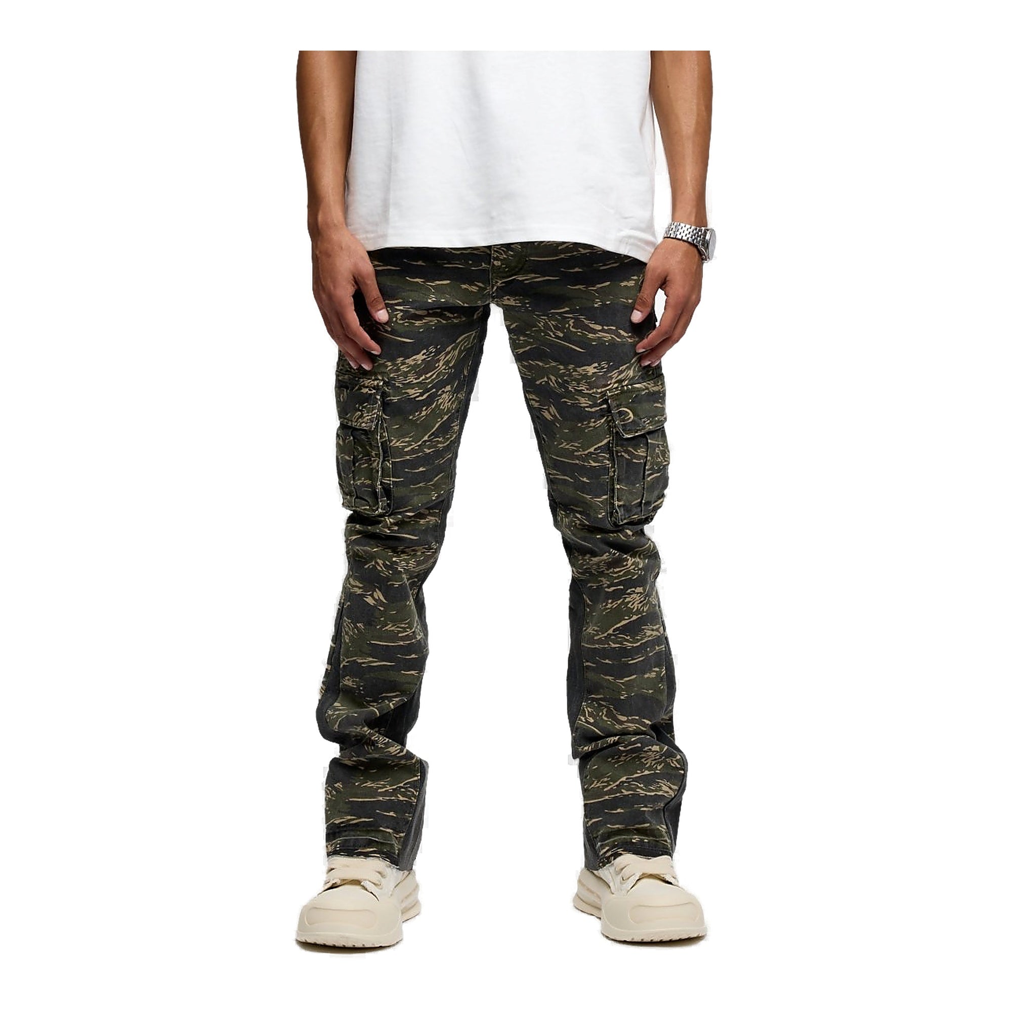Valabasas Geno Stacked Flare Jean Cargo Pants - Camouflage
