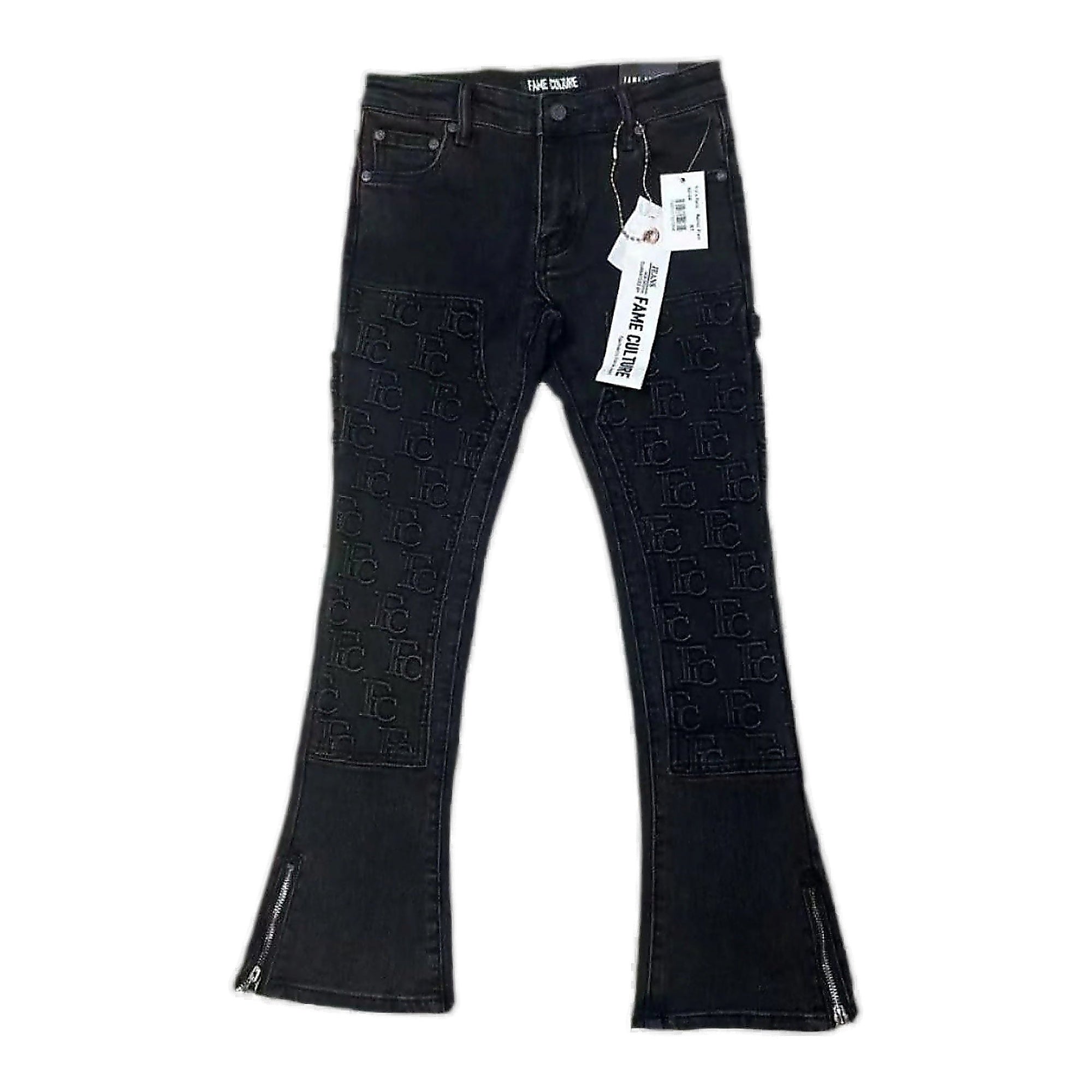 Fame Culture "Inkwork Stacks" Jeans - Black