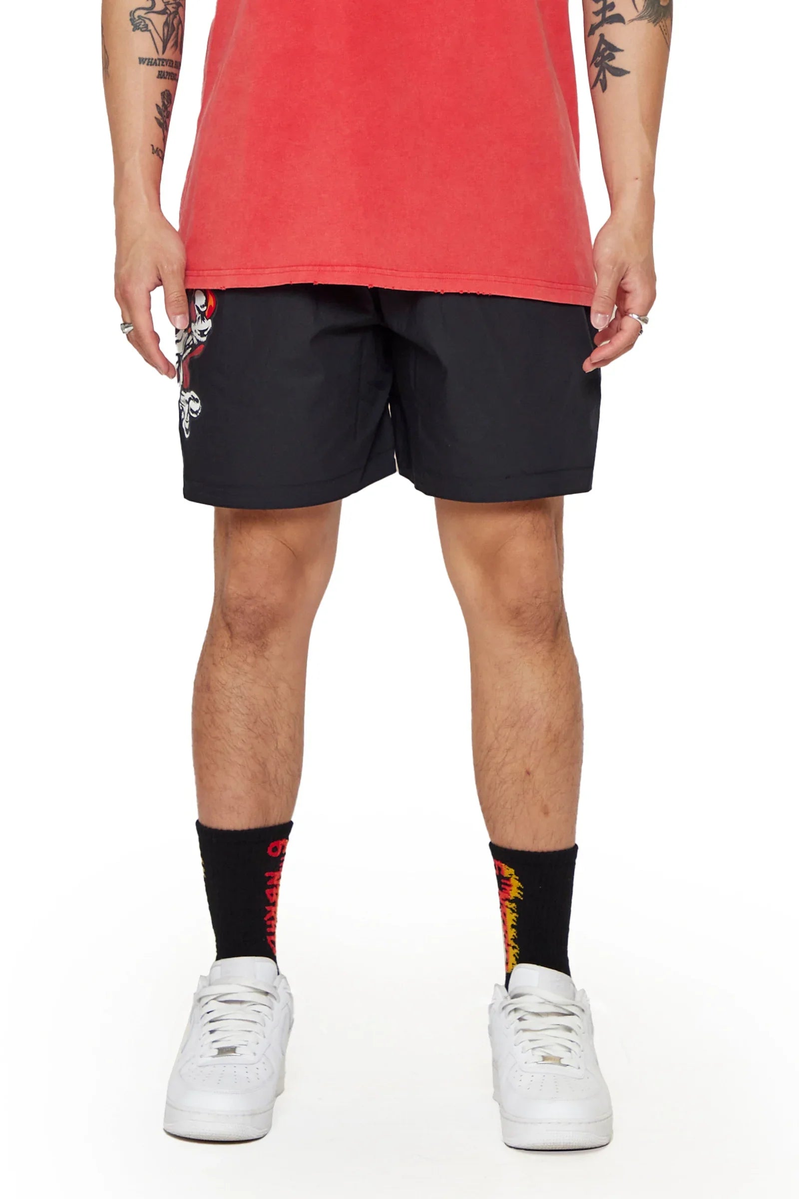 6Thneighborhood Skull Flame Shorts - Graphic