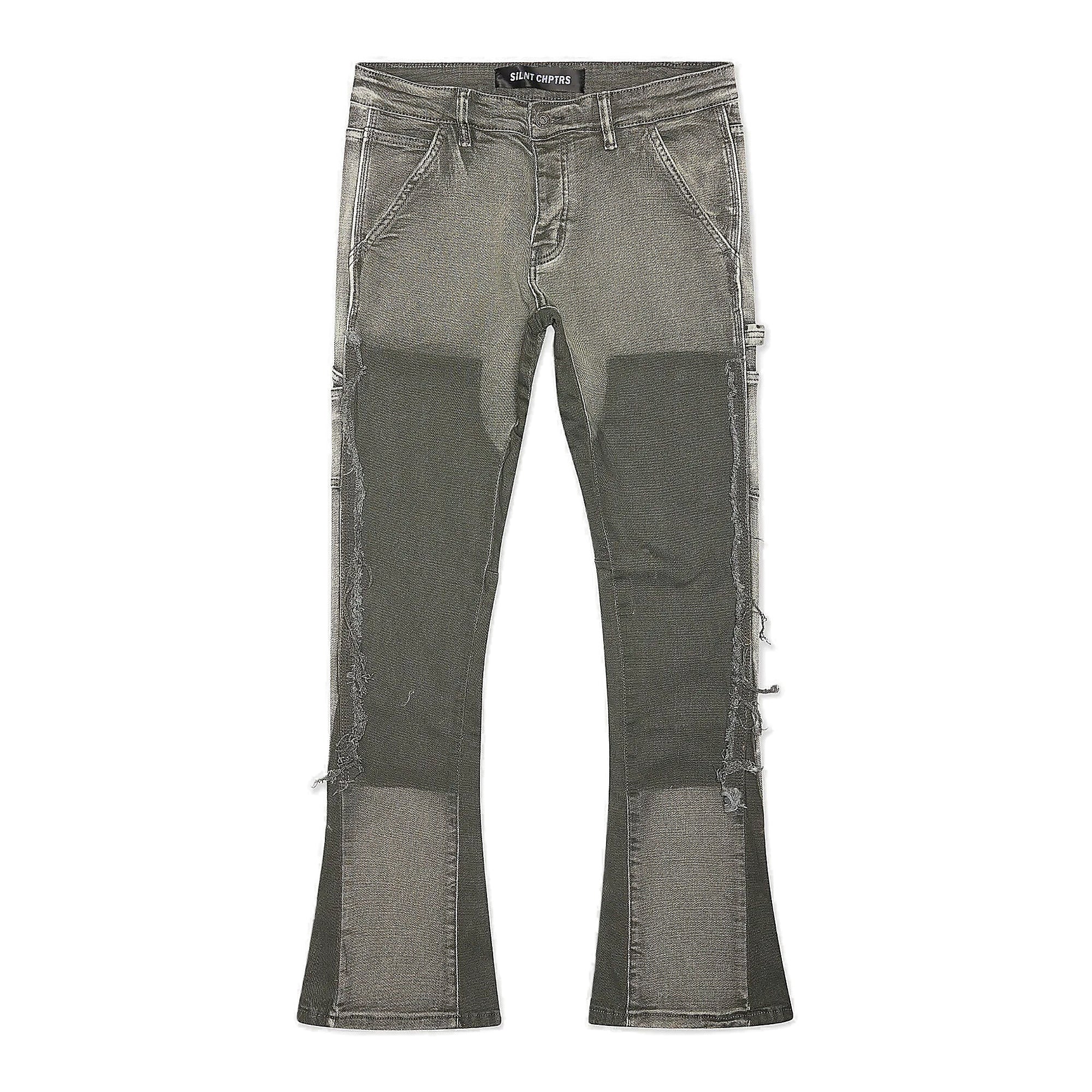 Silnt Chptrs Panel Jeans - Raw Hem Grey