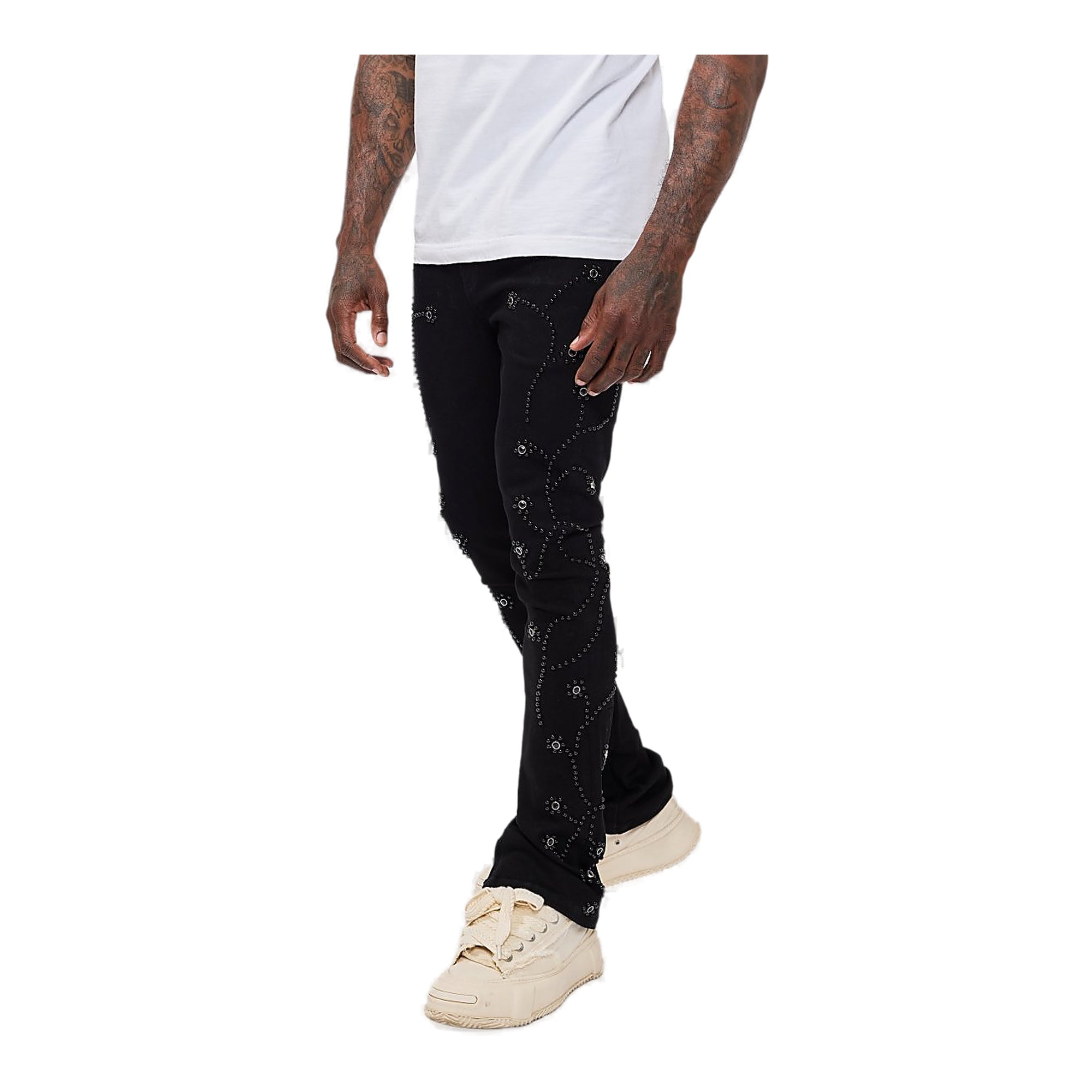 Valabasas Studded Jeans - Stacked Fit Jet Black
