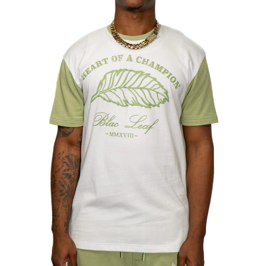 Black Leaf "Heart Of A Champion Sage B&T" T-Shirt - Embroidered