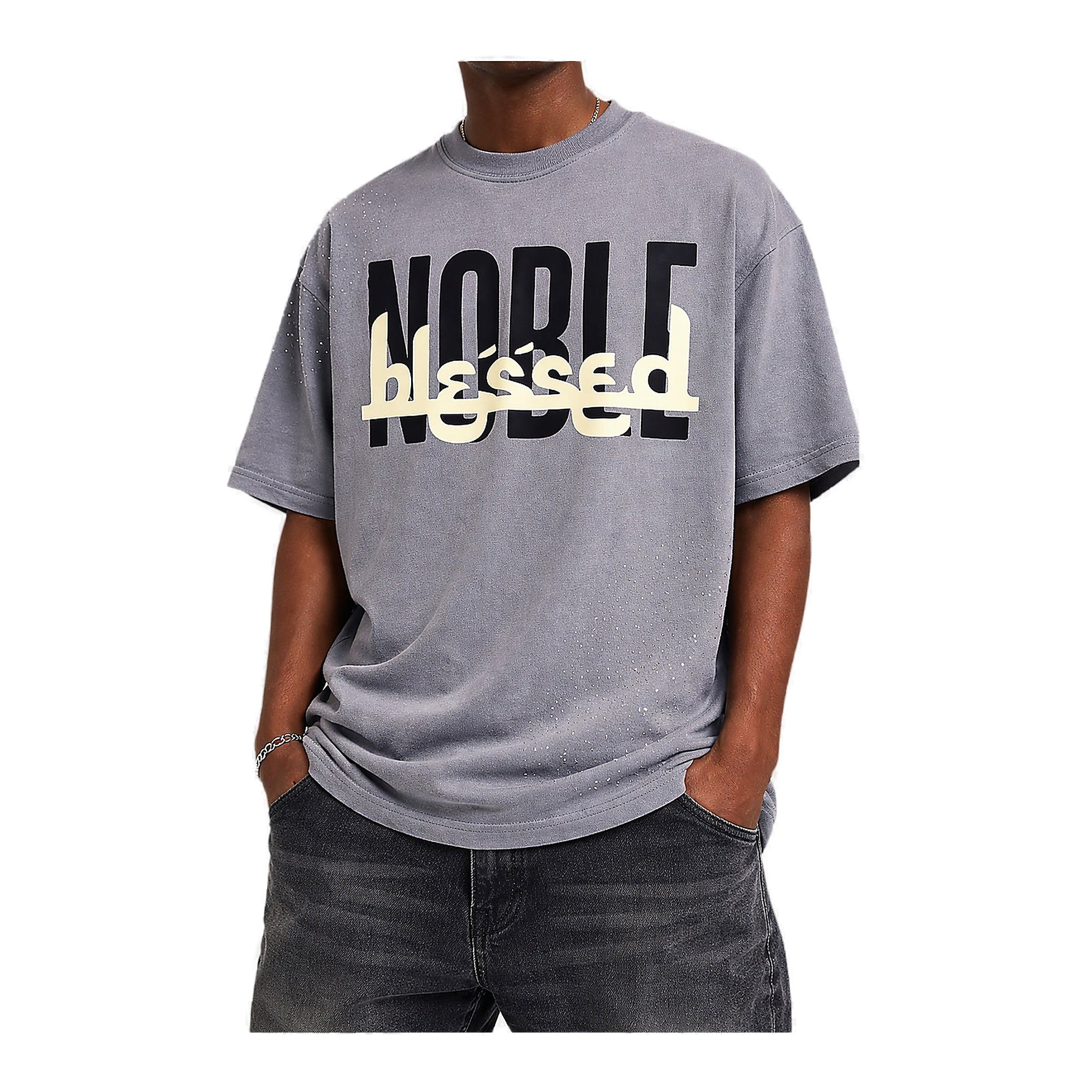 Noble Blessed Tee - Relaxed Fit Washed Grey