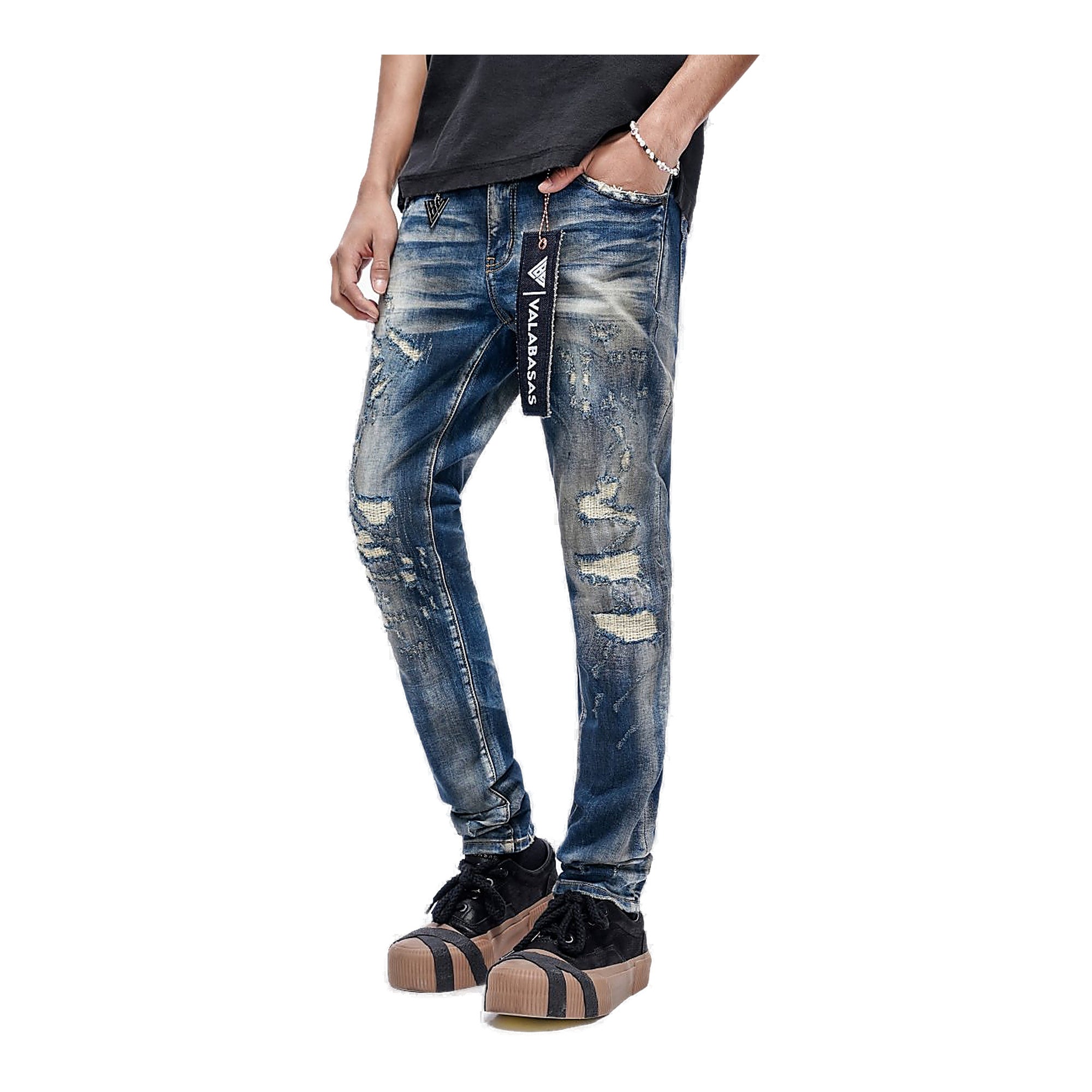 Valabasas Distressed Skinny Jeans - Dark Wash
