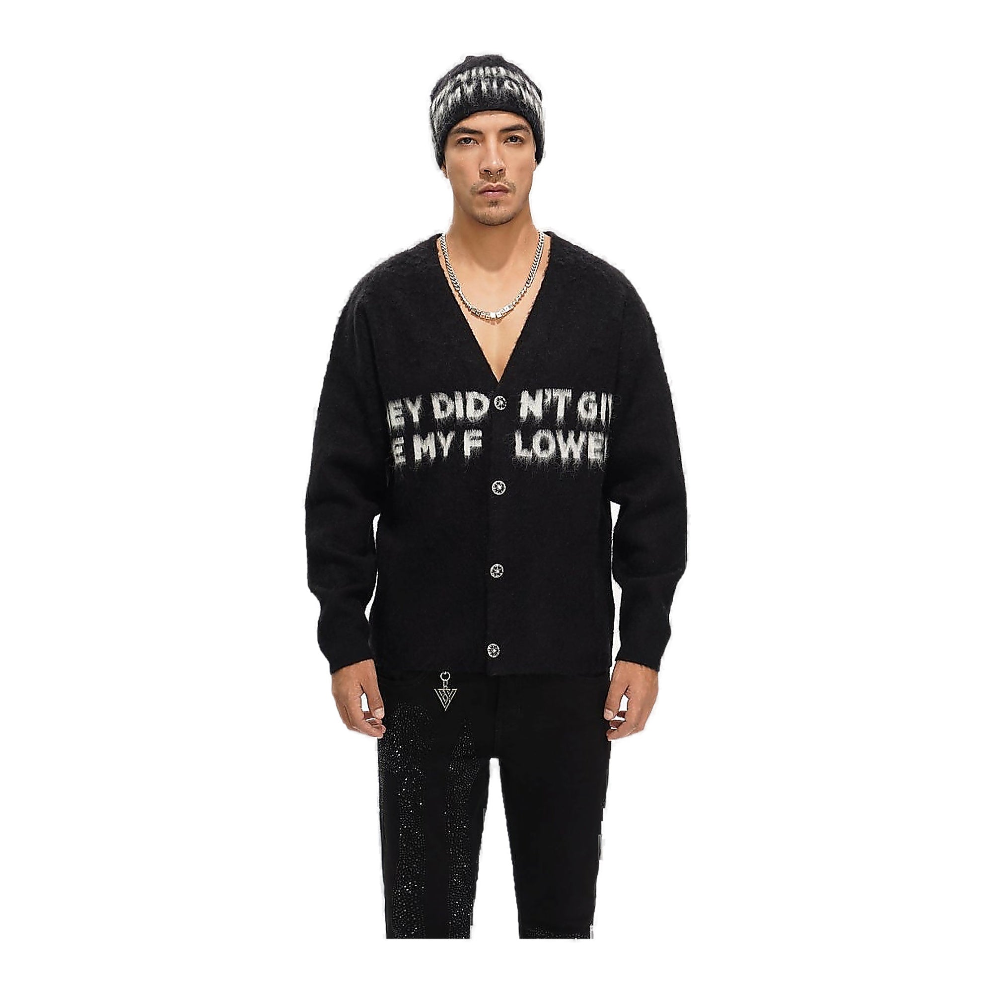 Valabasas Text Sweater - Airbrushed Graphic Black