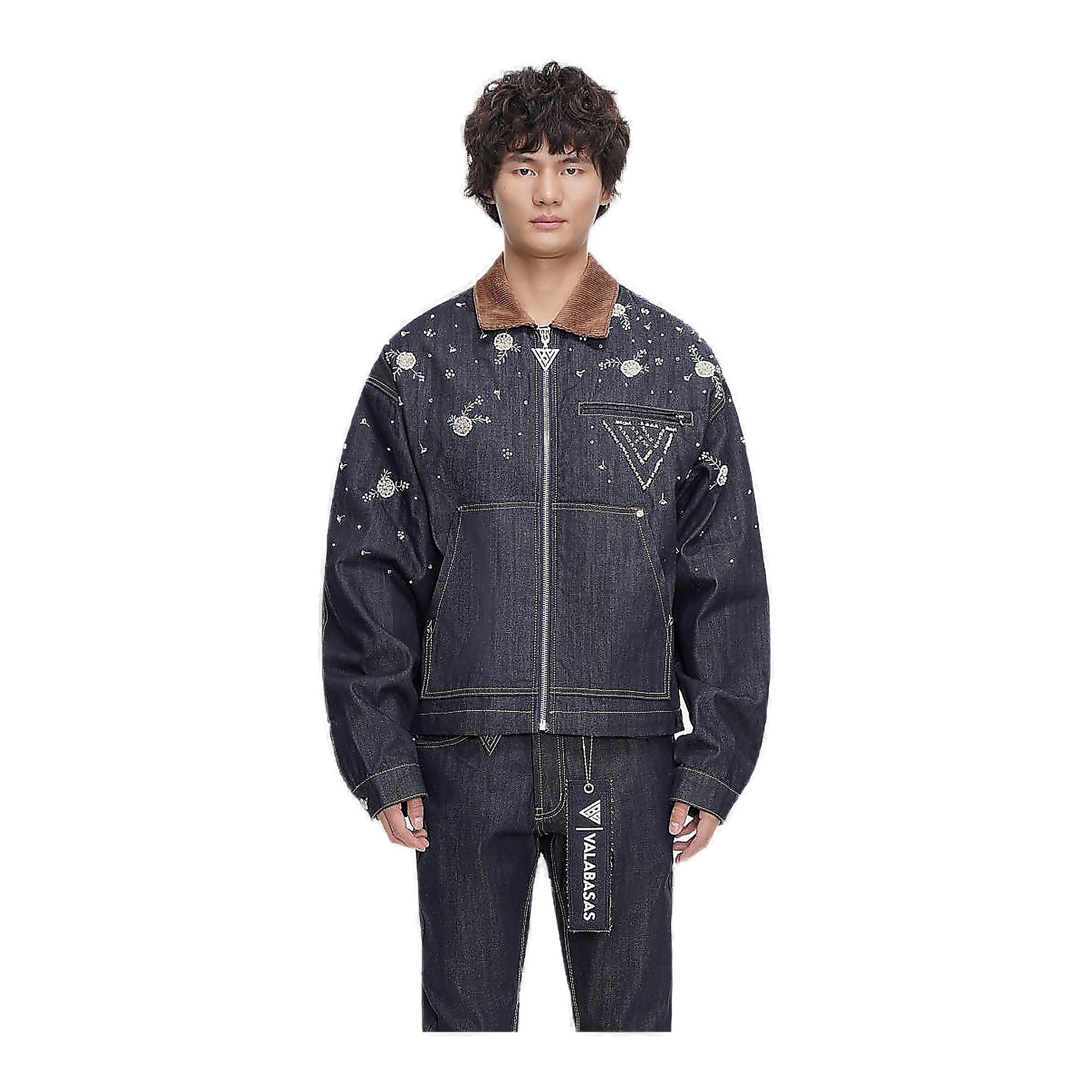 Valabasas Charm Trucker Jacket - Embroidered Denim Blue