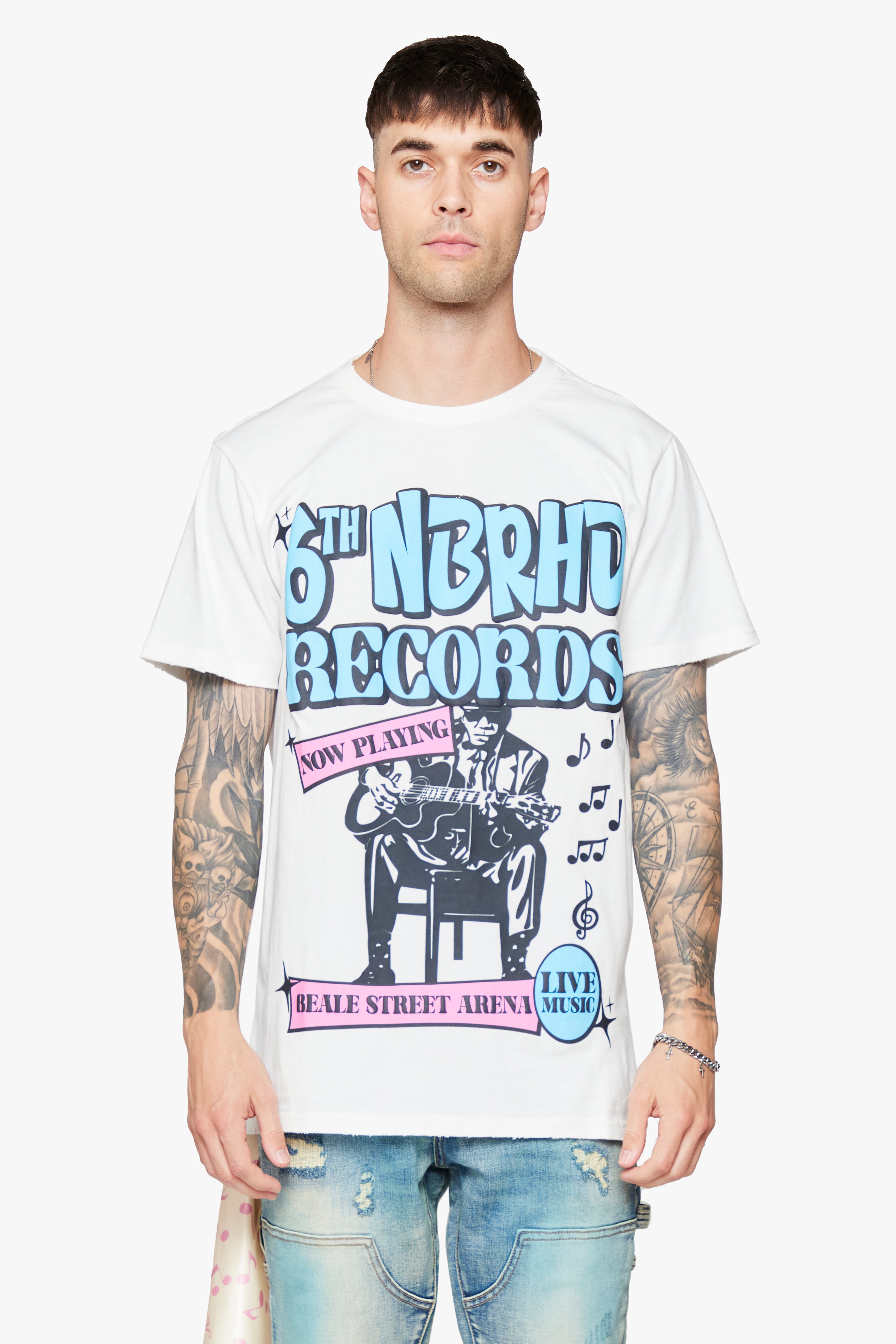 6Th Nbrhd Now Playing Men's T-Shirt - White