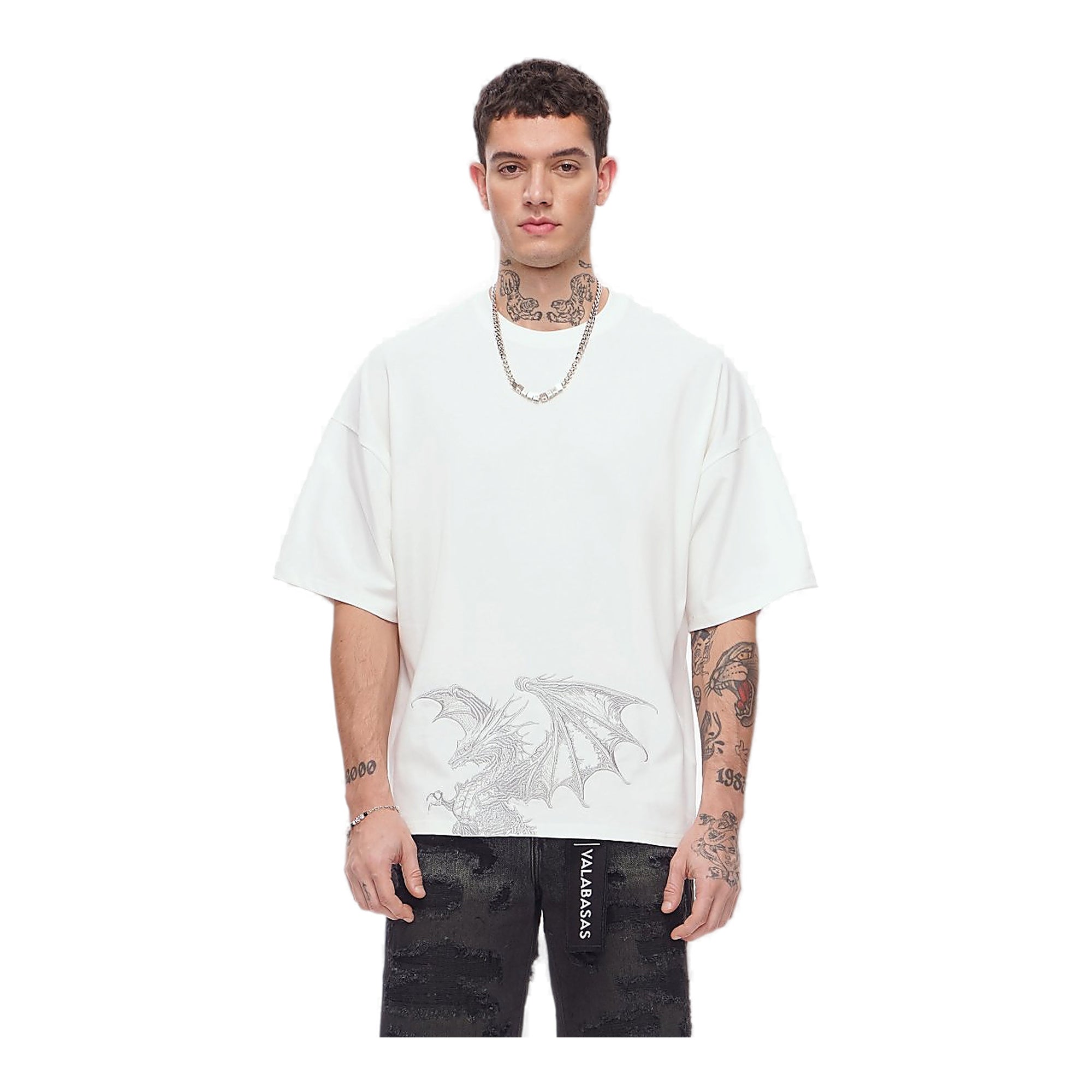 Valabasas Silver Dragon T-Shirt - Drop Shoulder