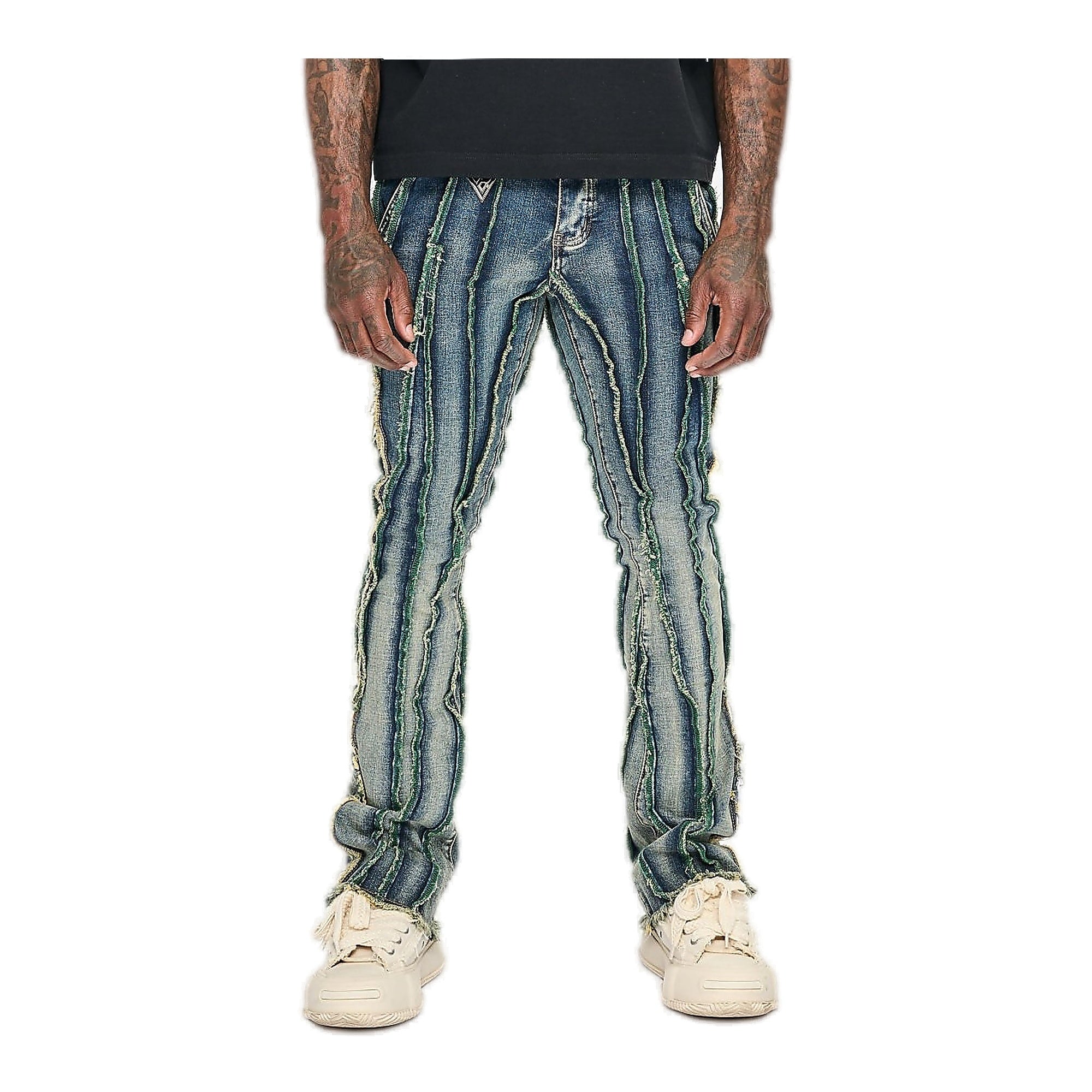 Valabasas Twisted Stacked Denim Men's Jeans - Blue