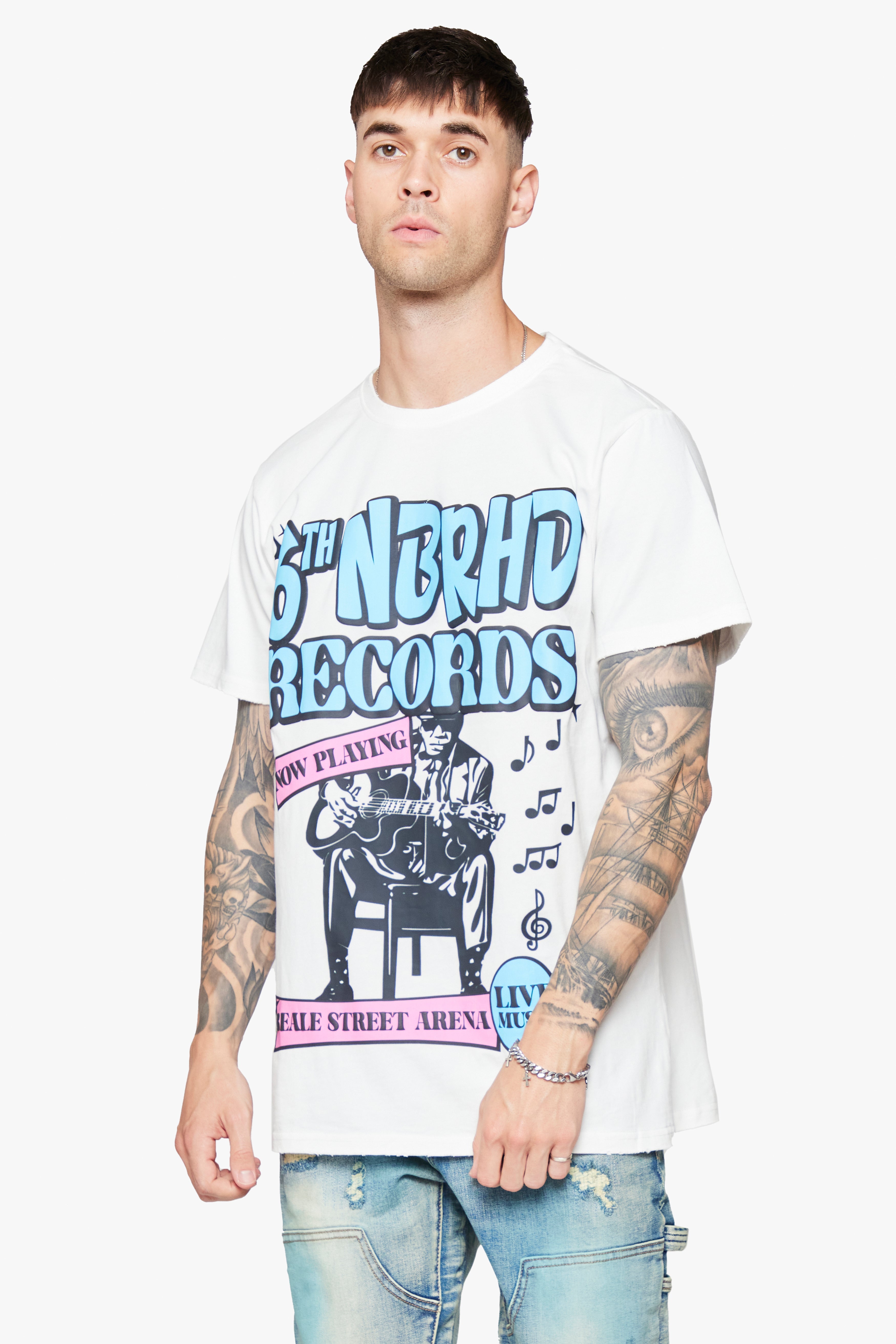 6Th Nbrhd Now Playing Men's T-Shirt - White