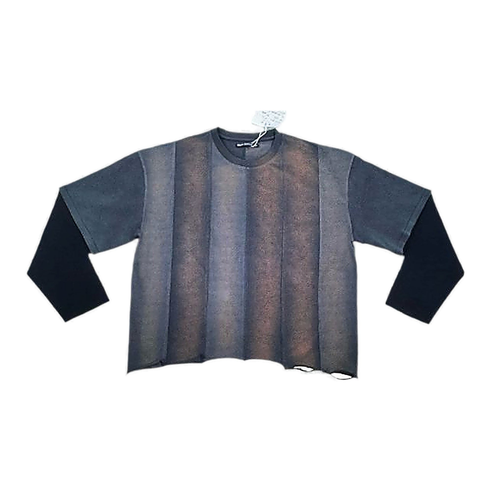 Silnt Chptrs Gradient Stripe T-Shirt - Raw Hem Dark Grey