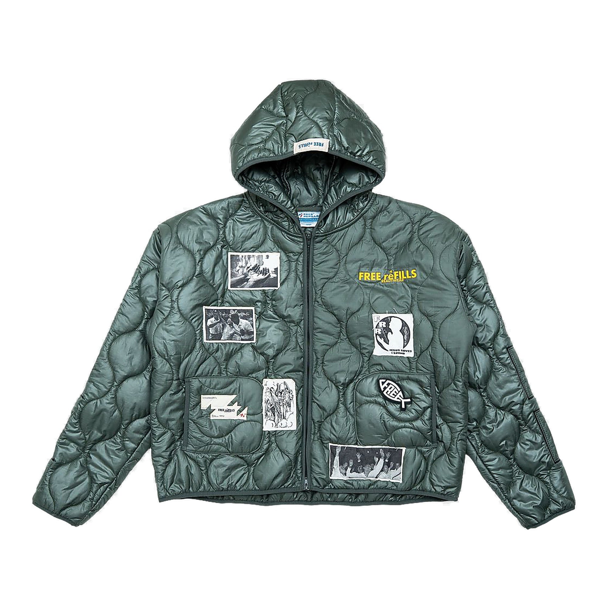 Free Refills Nylon Quilted Zip Jacket - Green