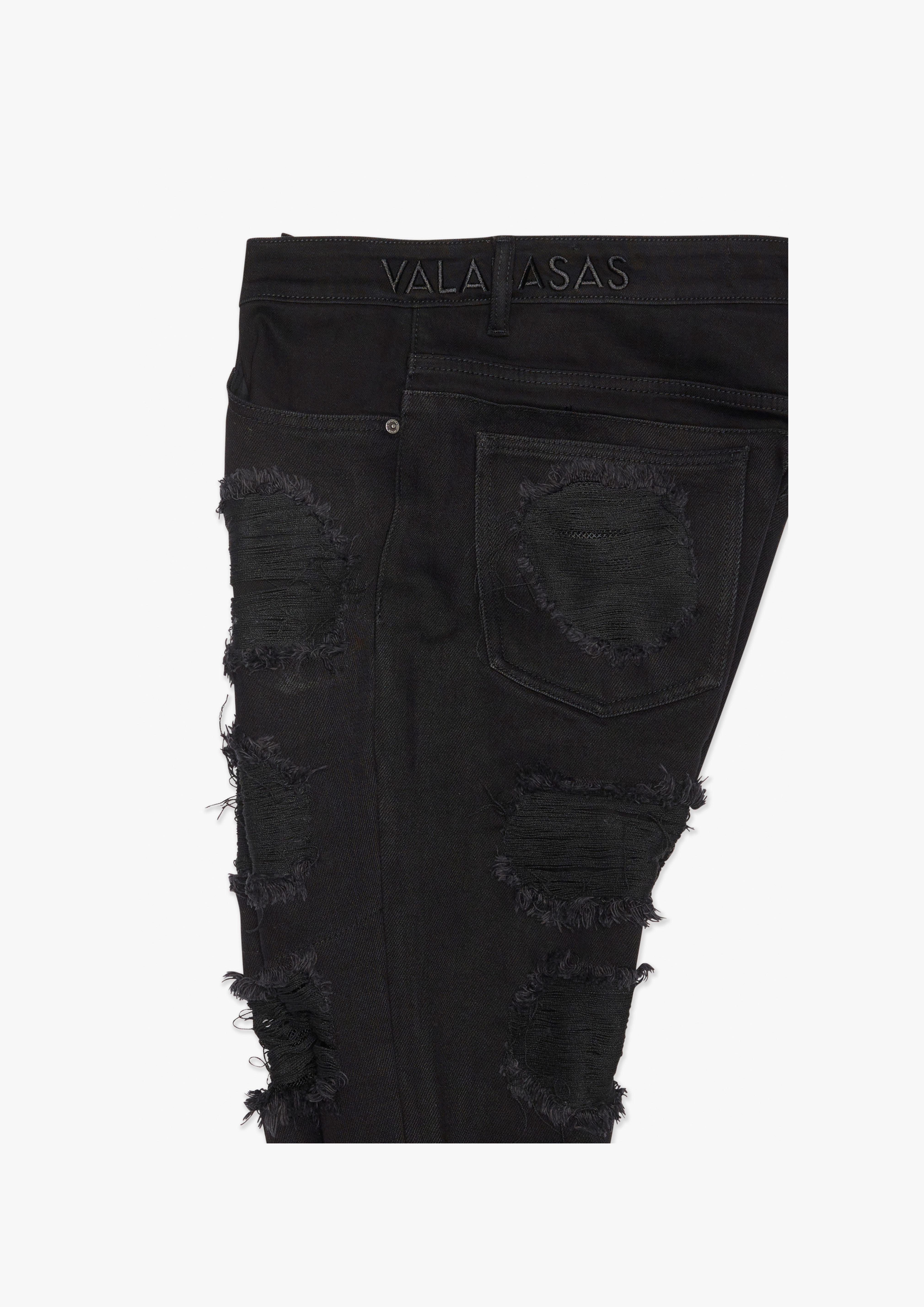 Valabasas Distressed Jeans - Raw Hem Black