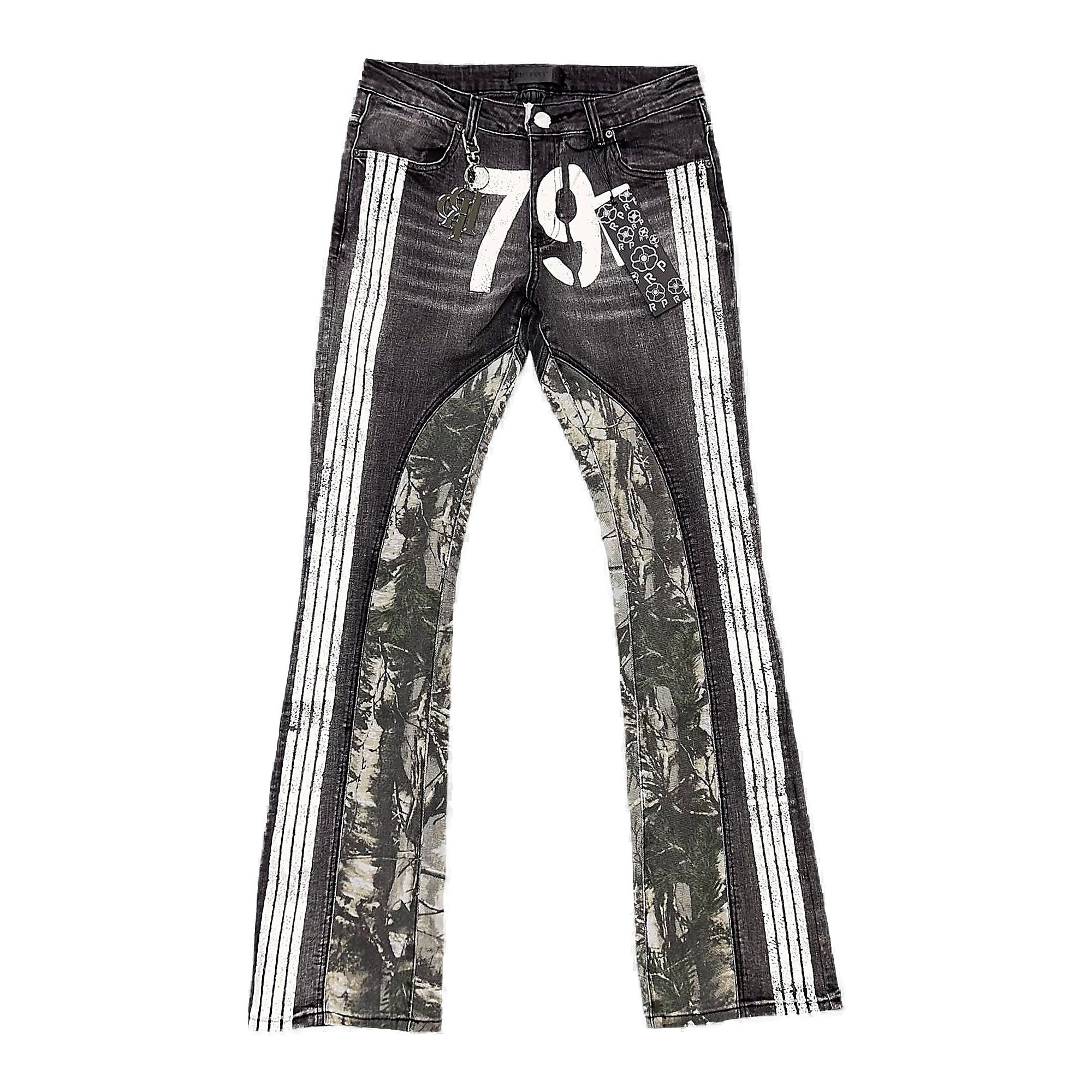 Red Poppy Stacked Flare Women's Jeans - Black