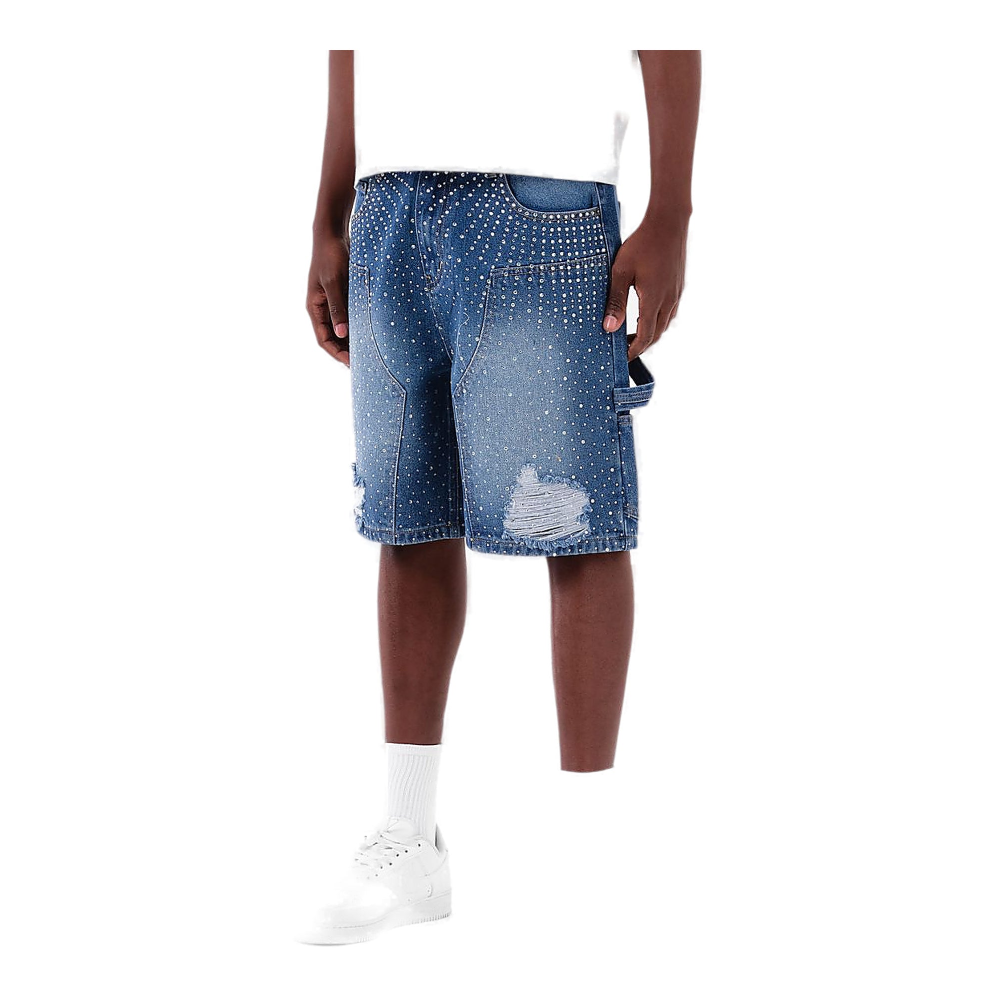 Copper Rivet Studded Shorts - Distressed