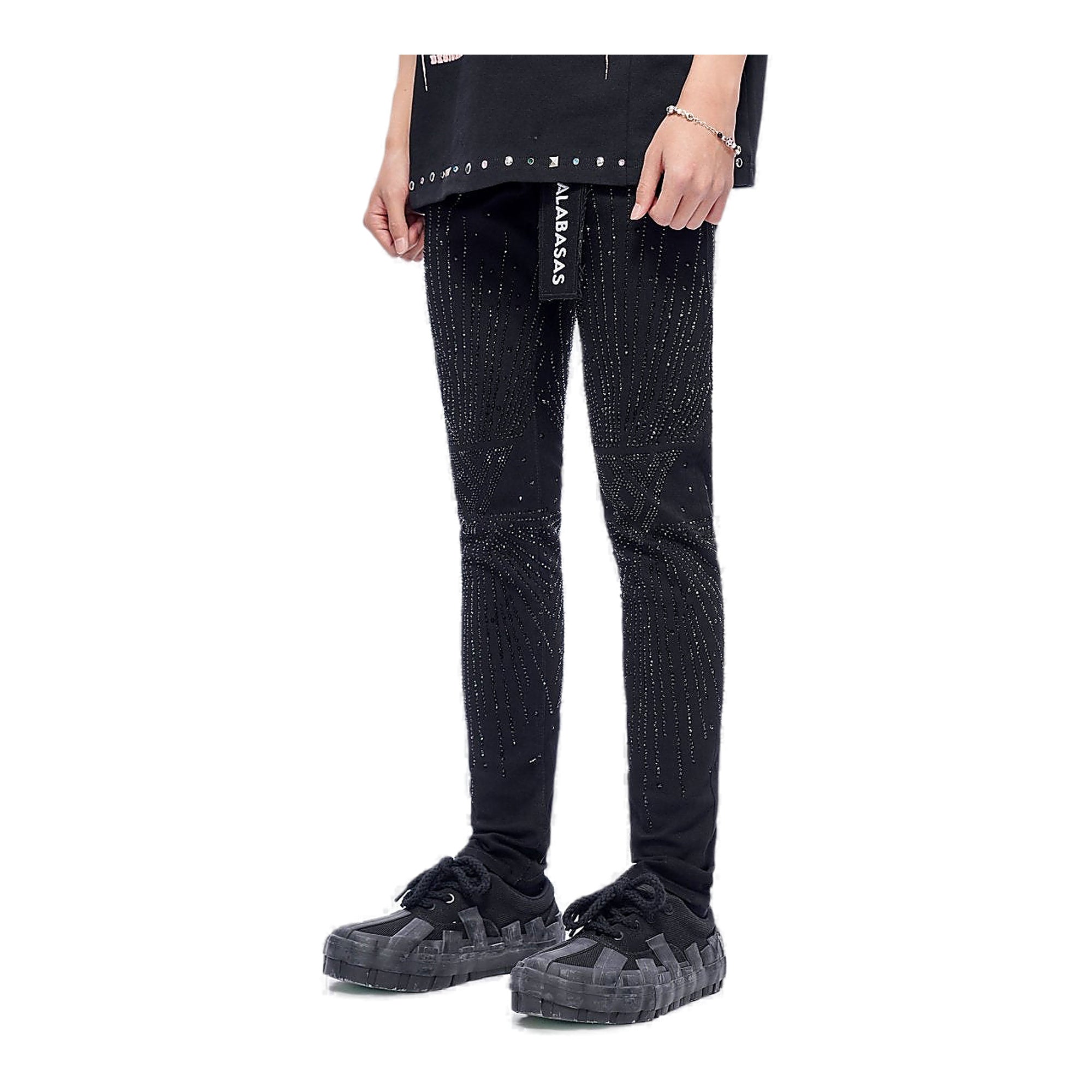 Valabasas Knee Artwork Jeans - Rhinestone