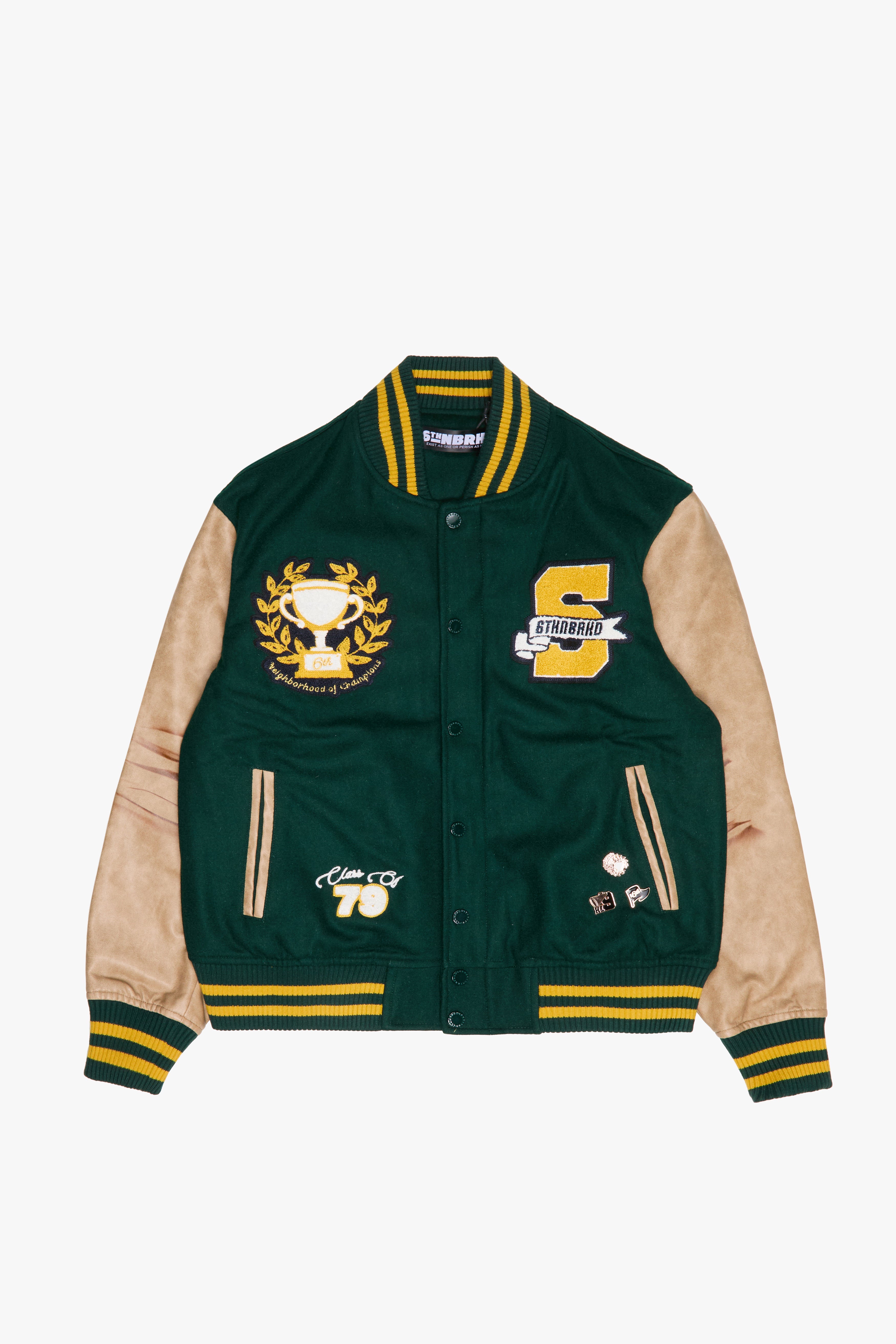 6Th Nbrhd Ivy Men's Varsity Jacket - Green