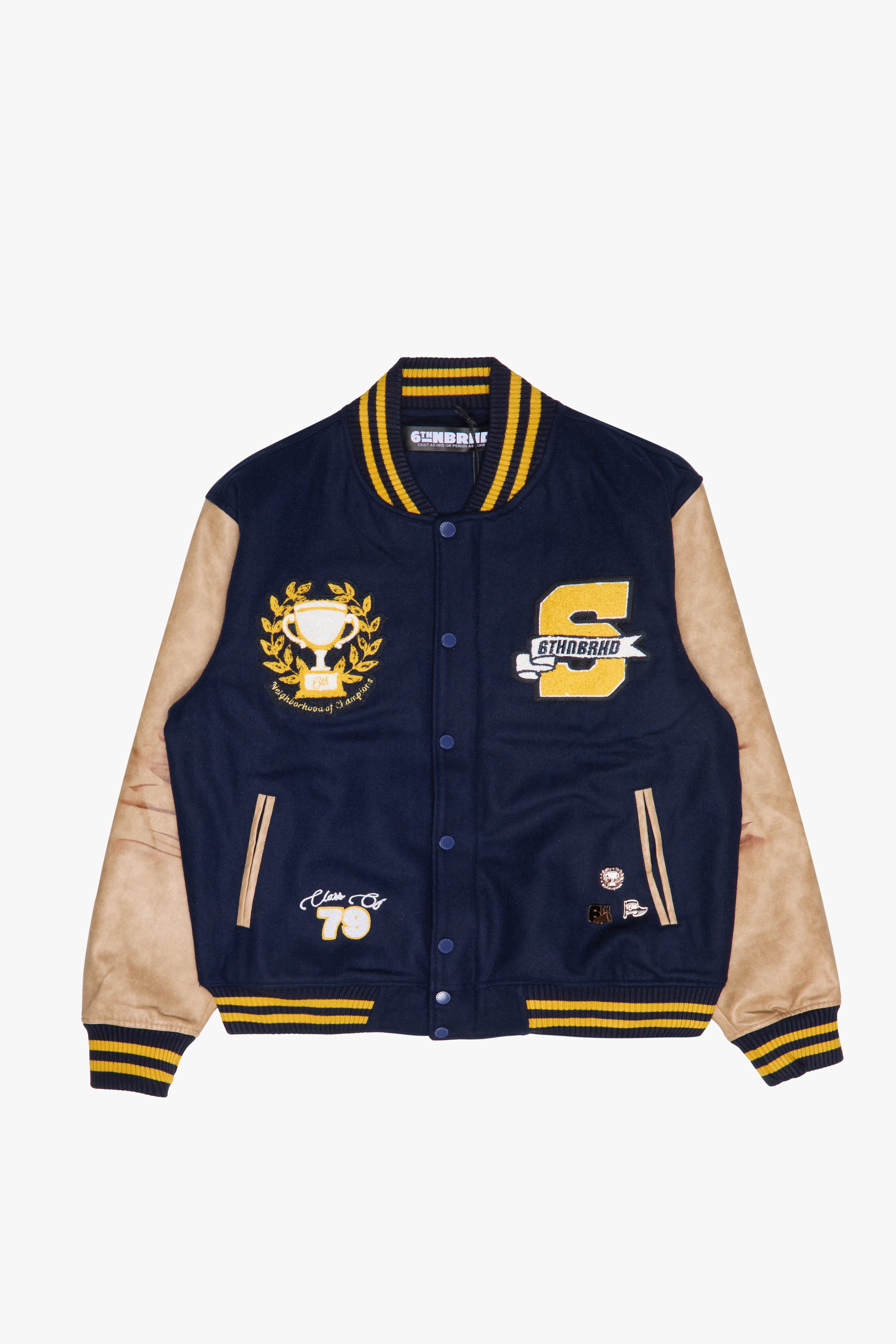 6Th Nbrhd Ivy Men's Varsity Jacket - Navy