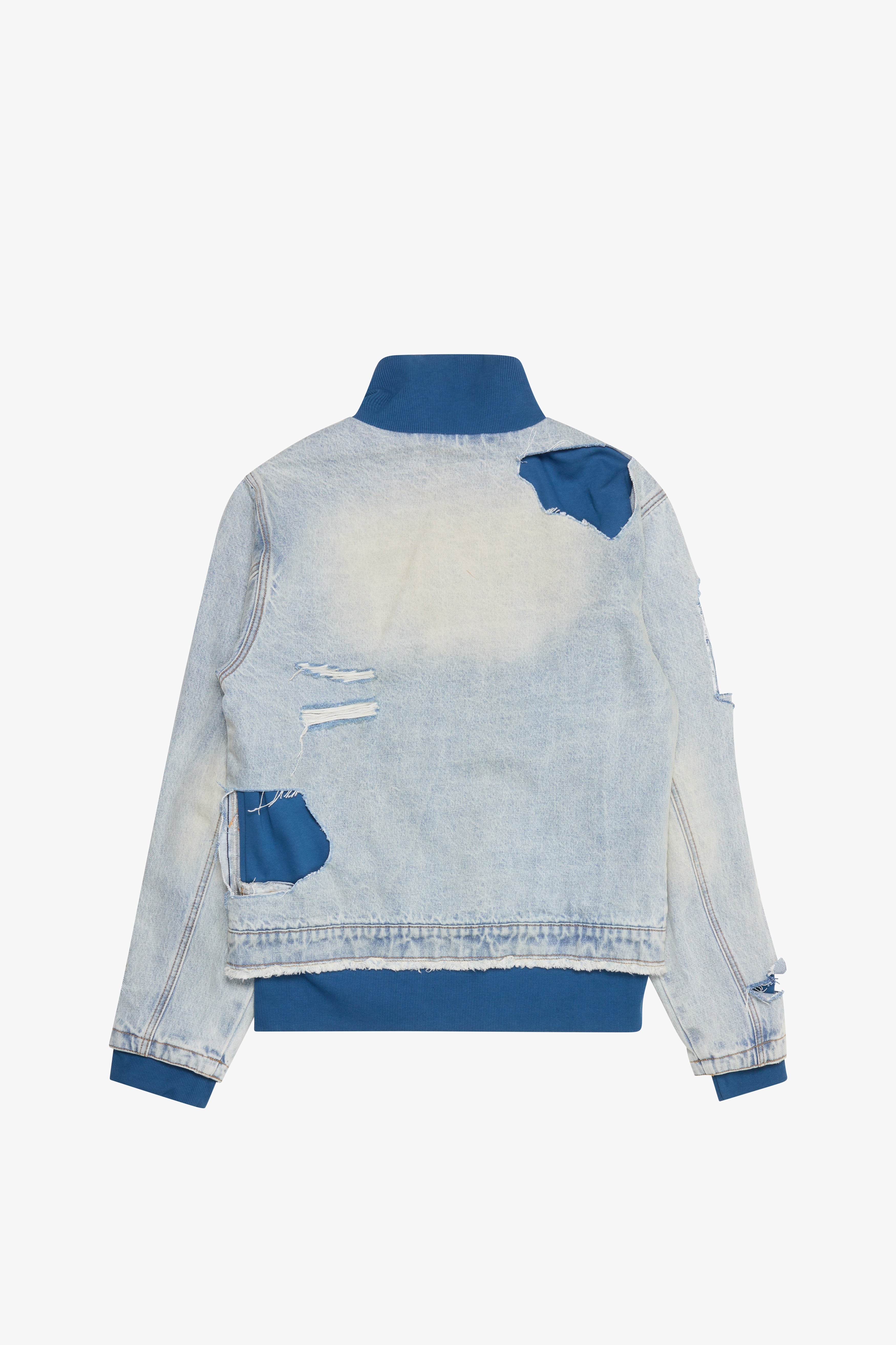 6Th Nbrhd Stripes Men's Denim Jacket - Light Wash