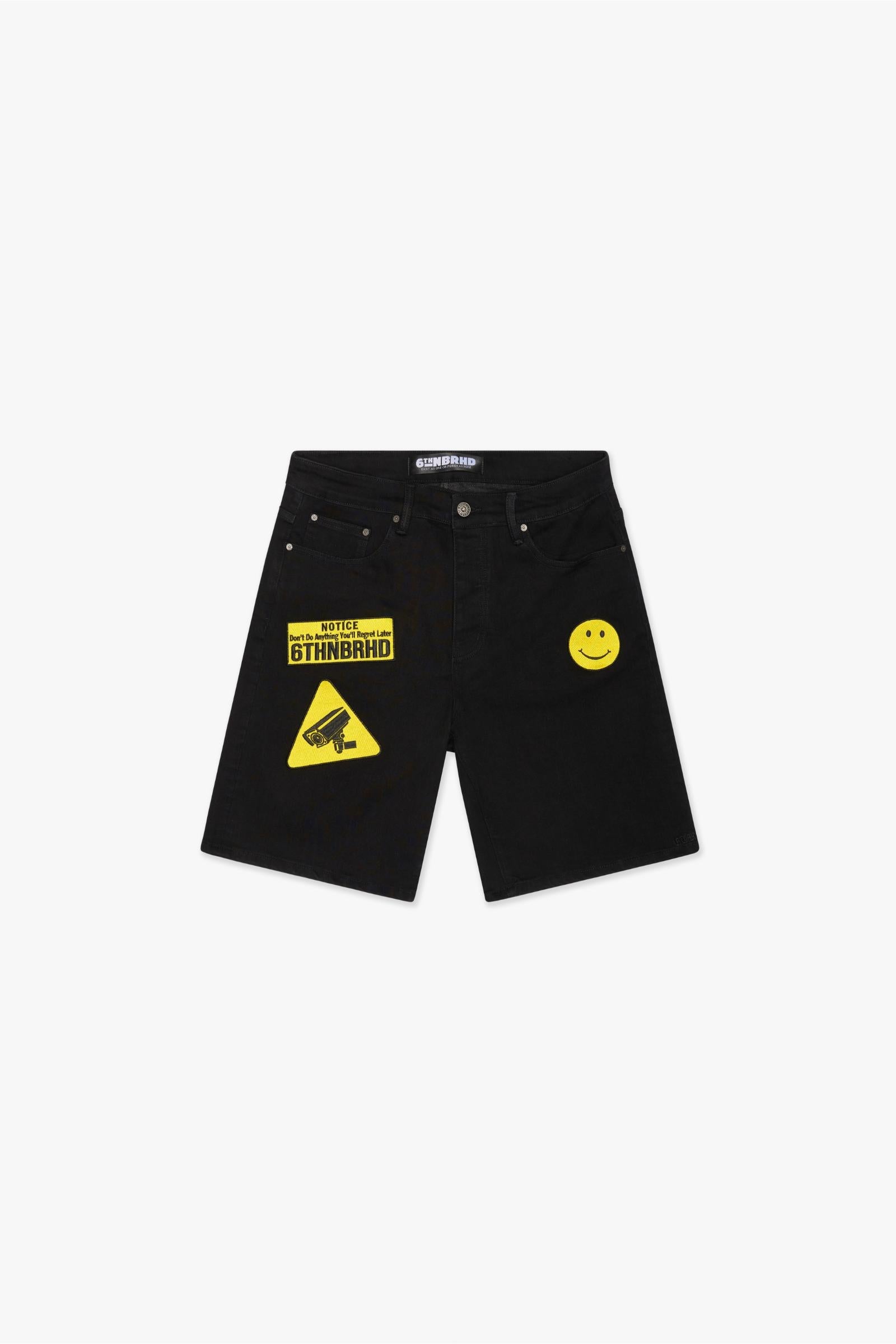 6Th Nbrhd Surveillance Denim Shorts Men - Black