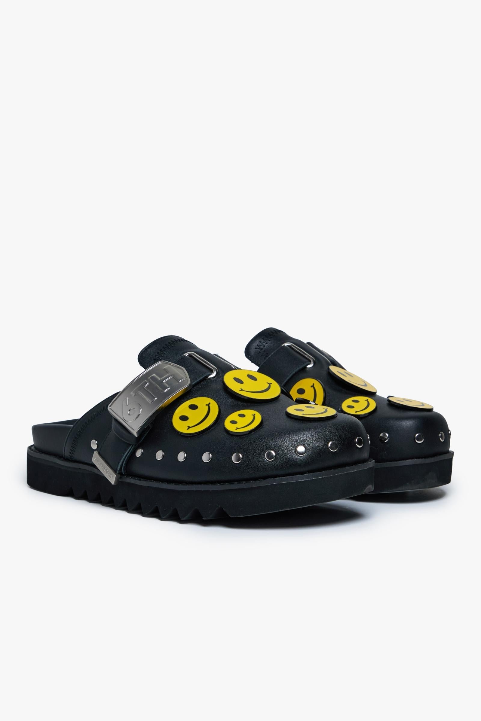 6Th Nbrhd Skip Leather Mule Women's Slides - Black