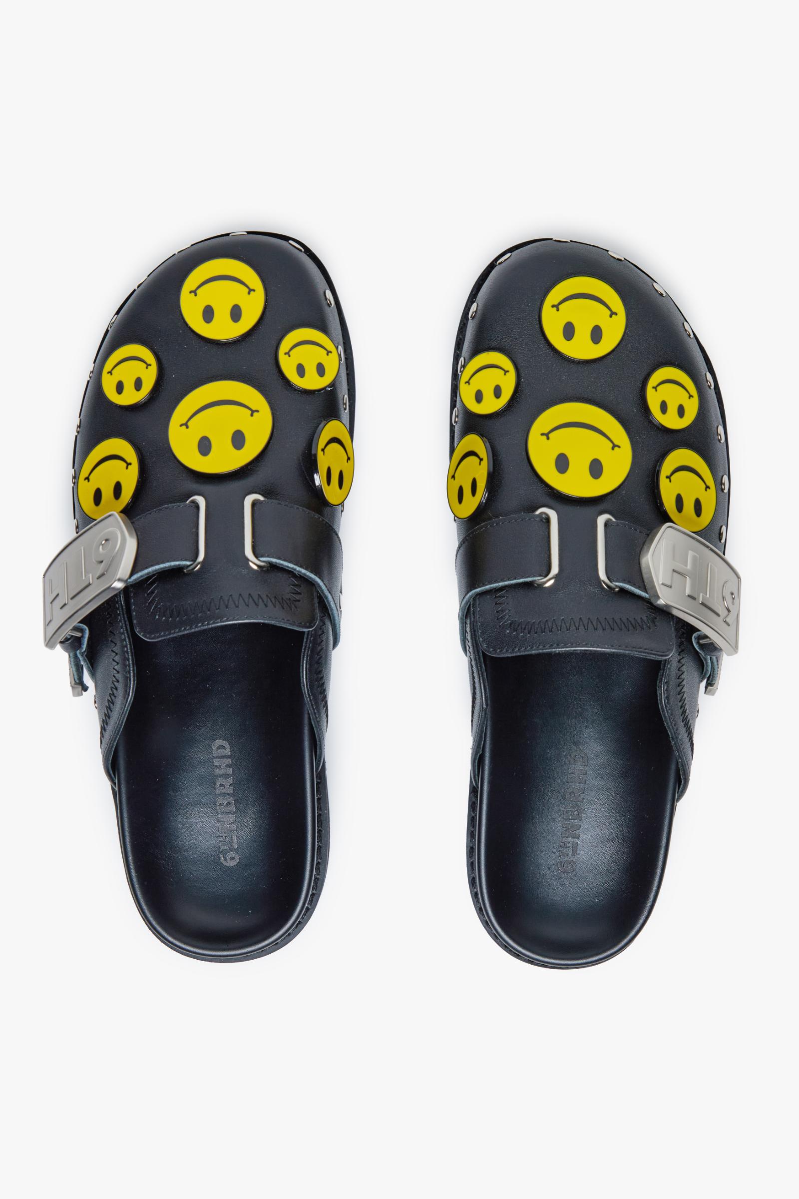 6Th Nbrhd Skip Leather Mule Women's Slides - Black