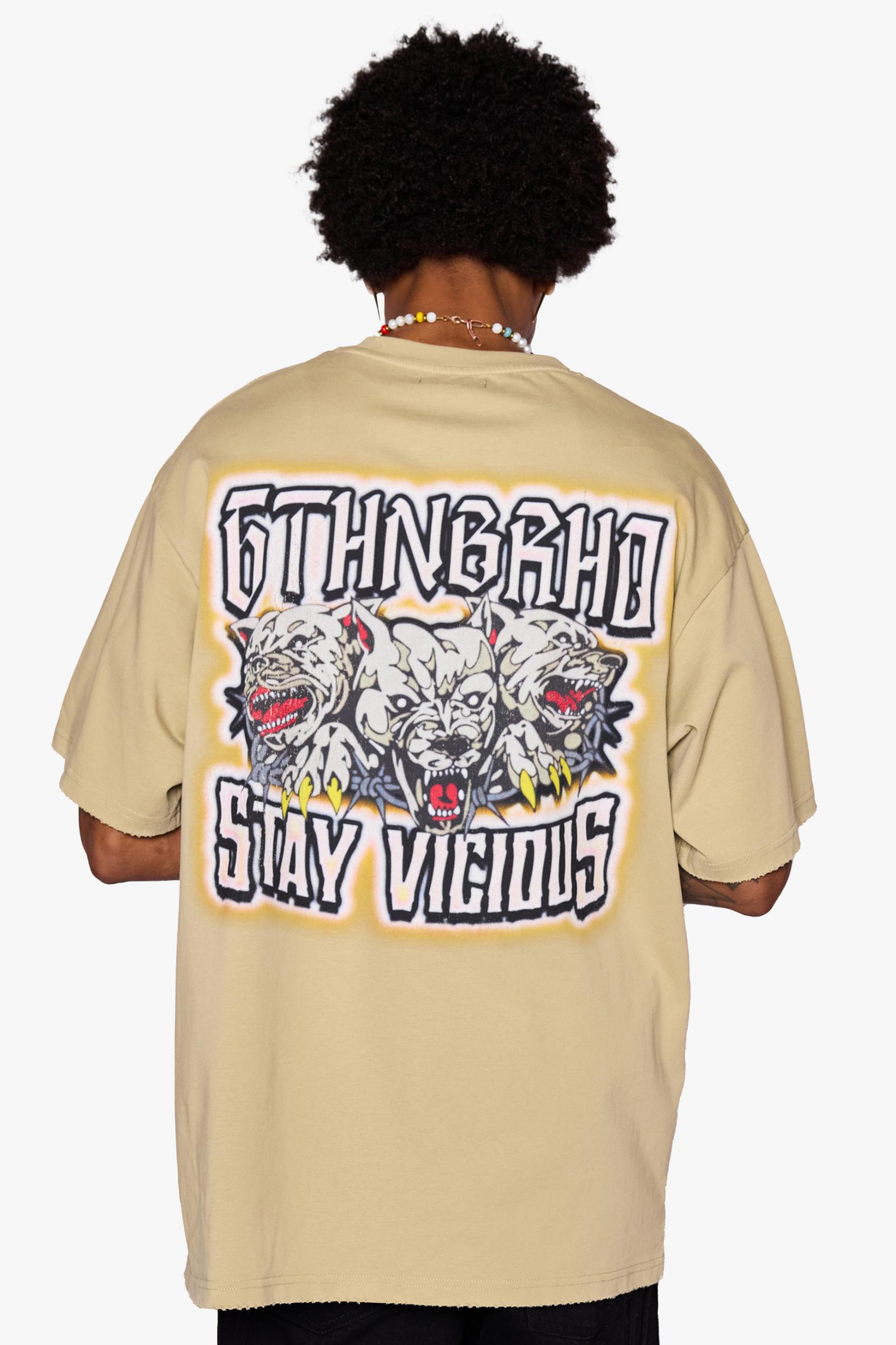 6Th Nbrhd Stay Vicious Men's T-Shirt - Beige
