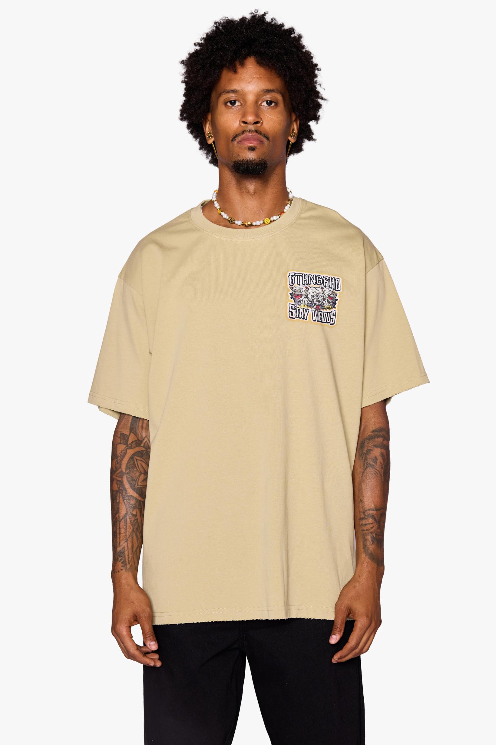 6Th Nbrhd Stay Vicious Men's T-Shirt - Beige