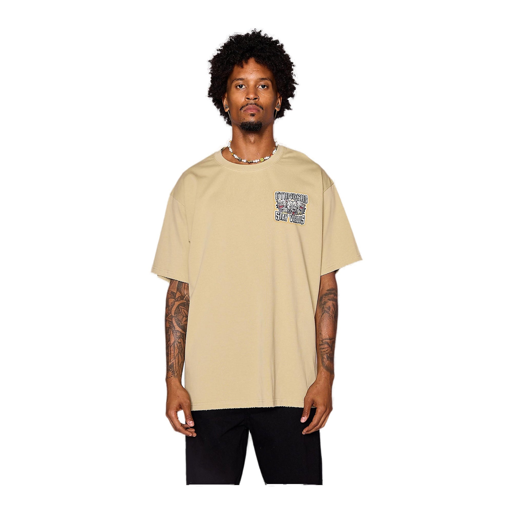 6Th Nbrhd Stay Vicious Men's T-Shirt - Beige