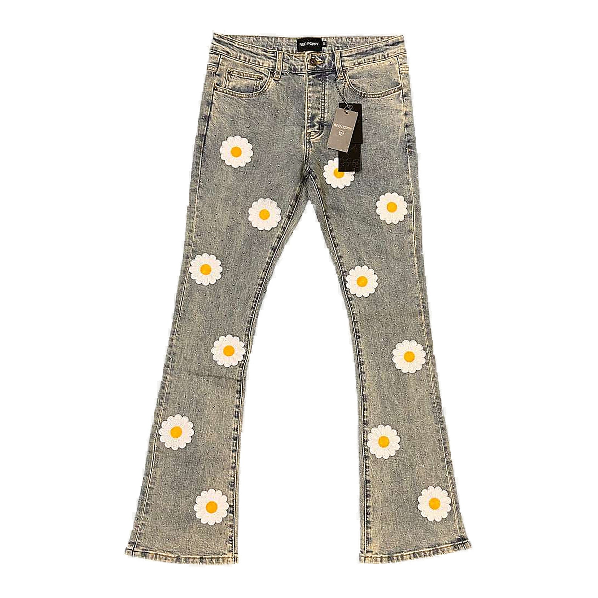 Red Poppy Relaxed Flare Jeans - Light Wash