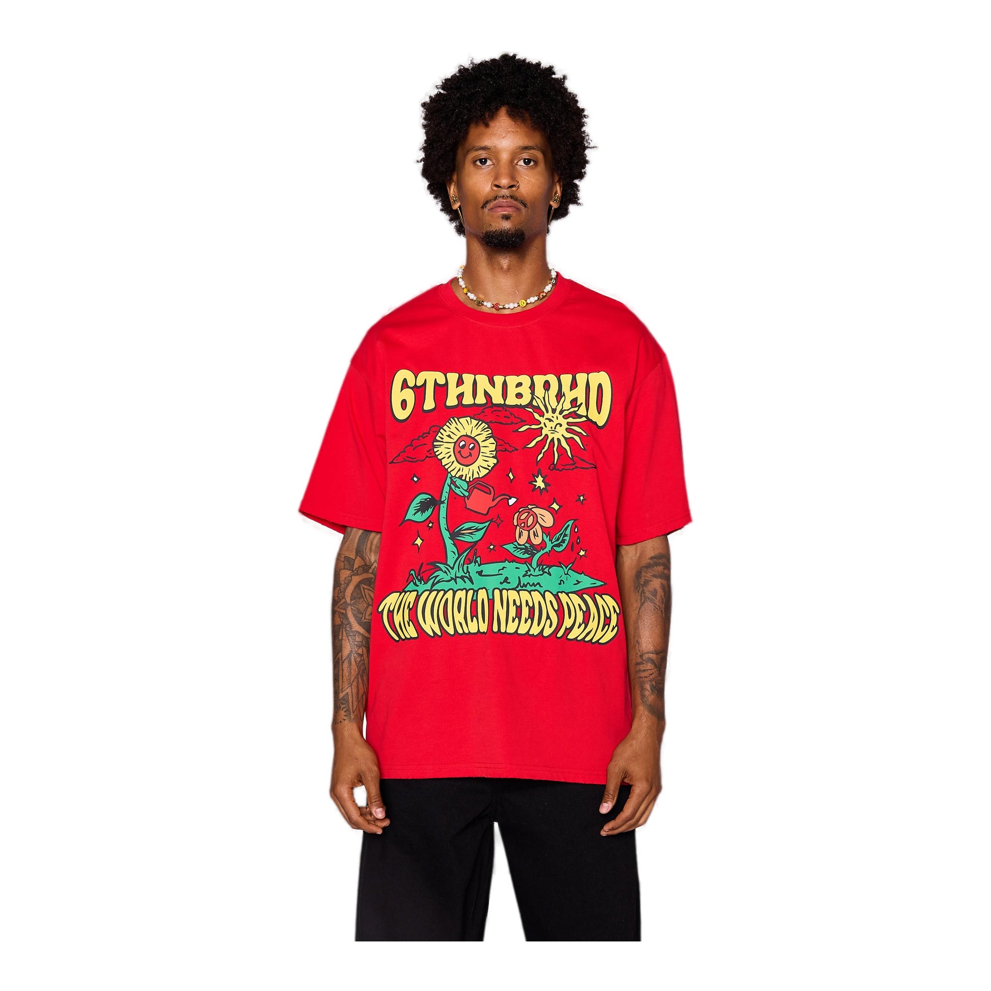 6Th Nbrhd Need Peace Men's T-Shirt - Red