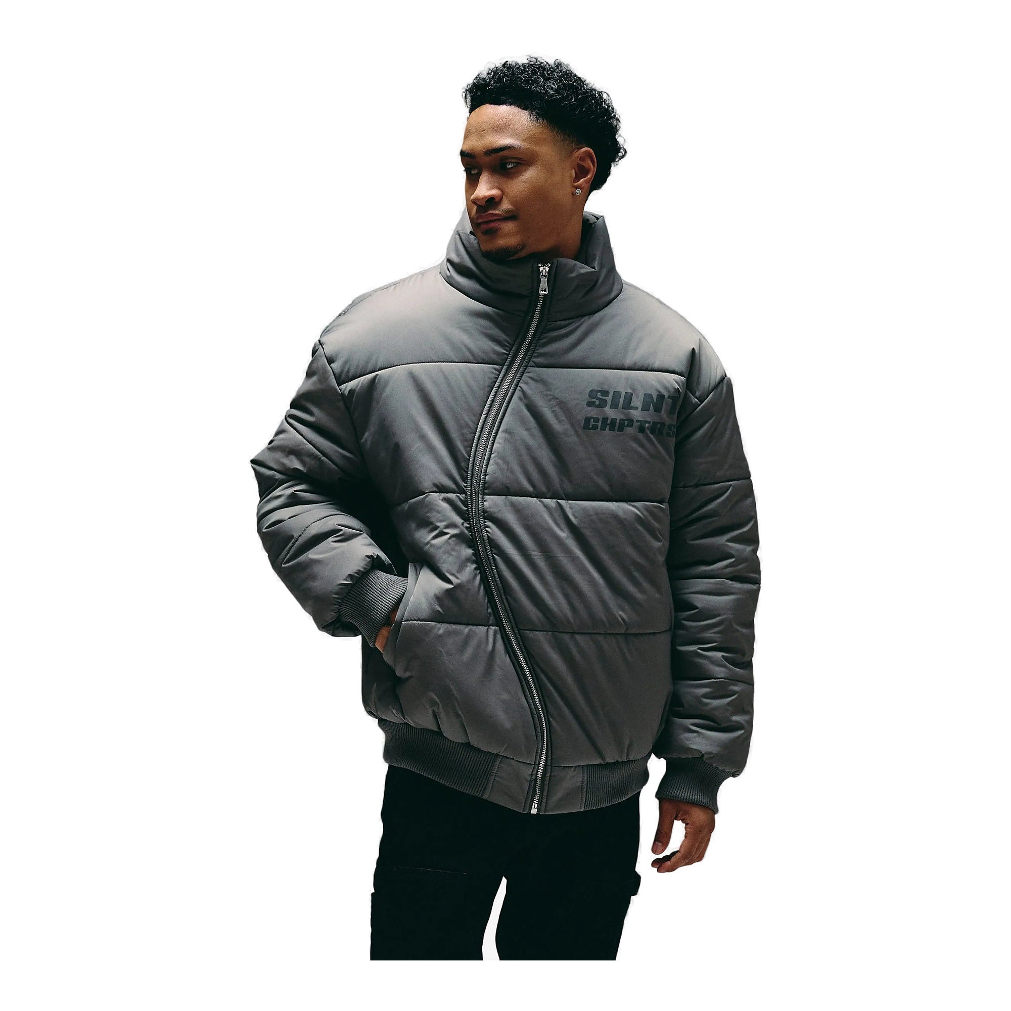 Silnt Chptrs Irregular Puffer Jacket - High Collar