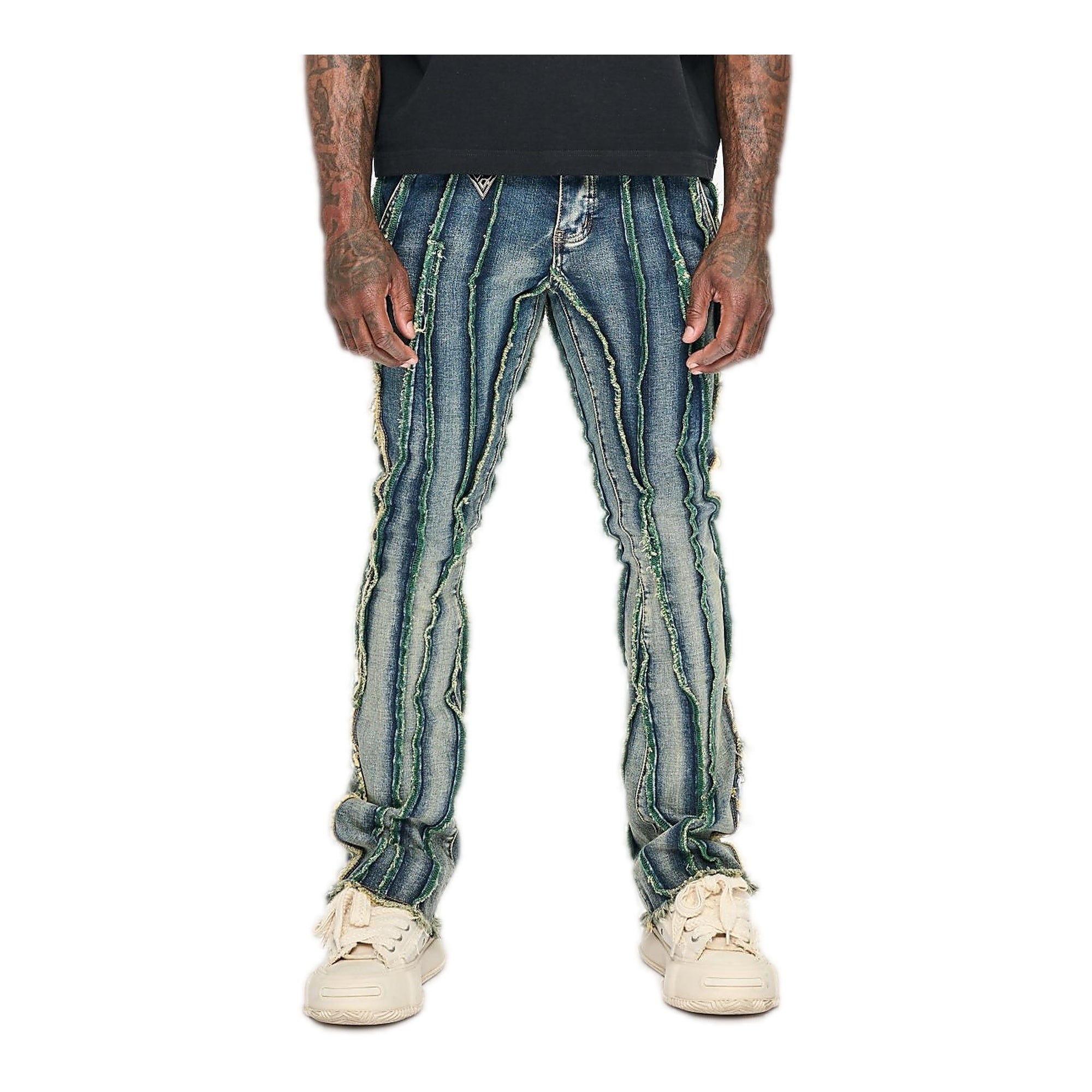 Valabasas Twisted Stacked Denim Men's Jeans - Blue