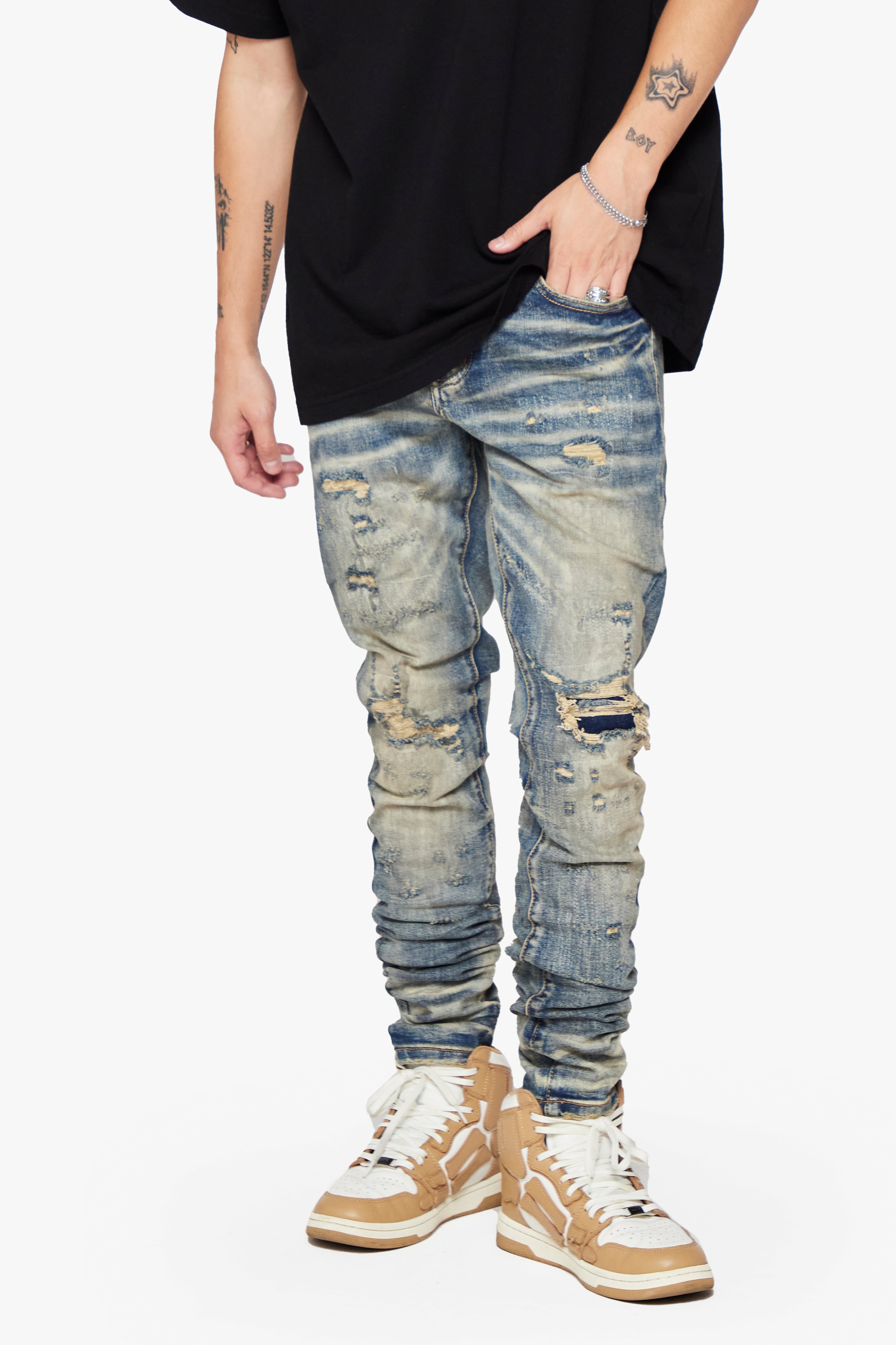 6Th Nbrhd Dirt Road Men's Jeans - Distressed Wash