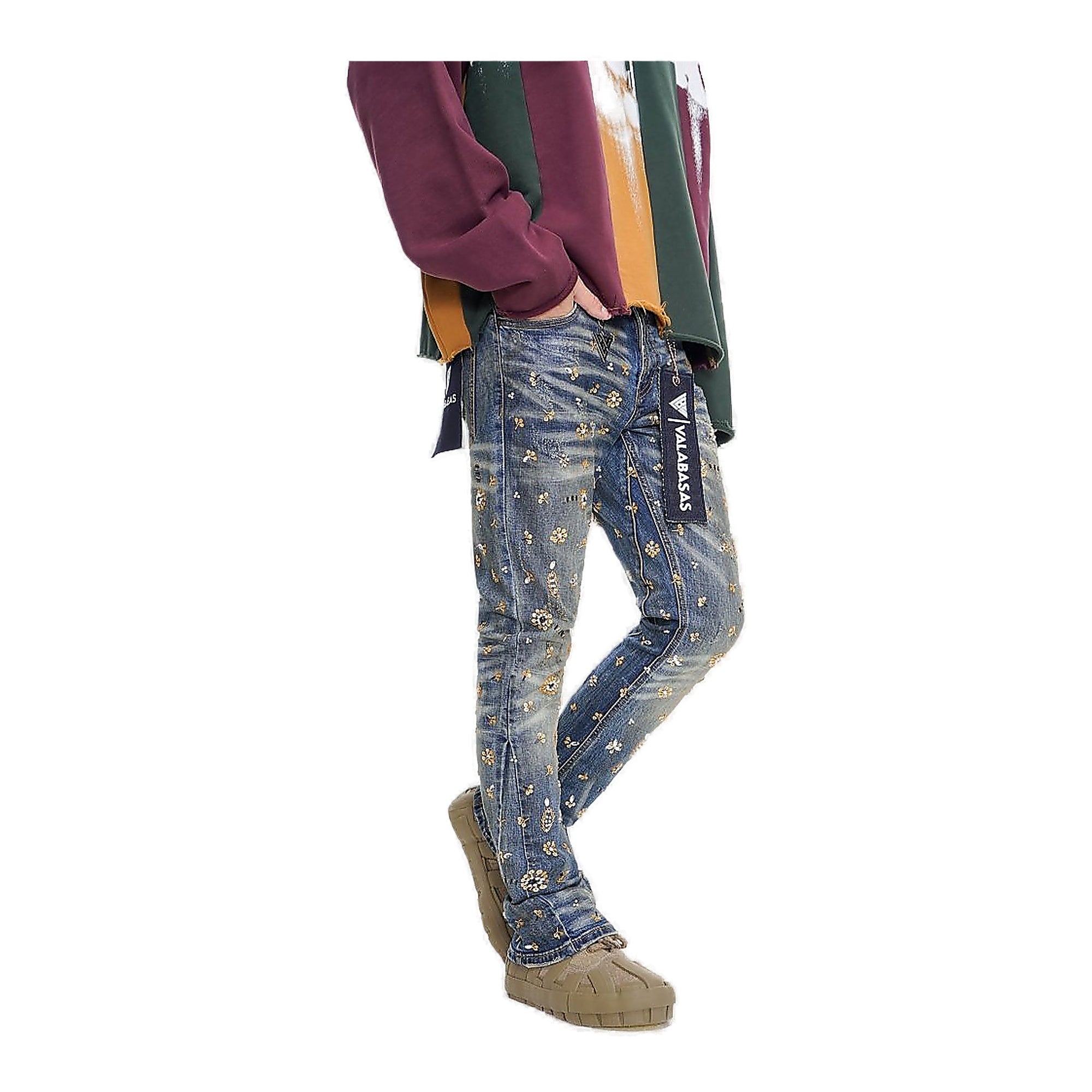 Valabasas Crystal Jeans - Stacked Dark Vintage Blue