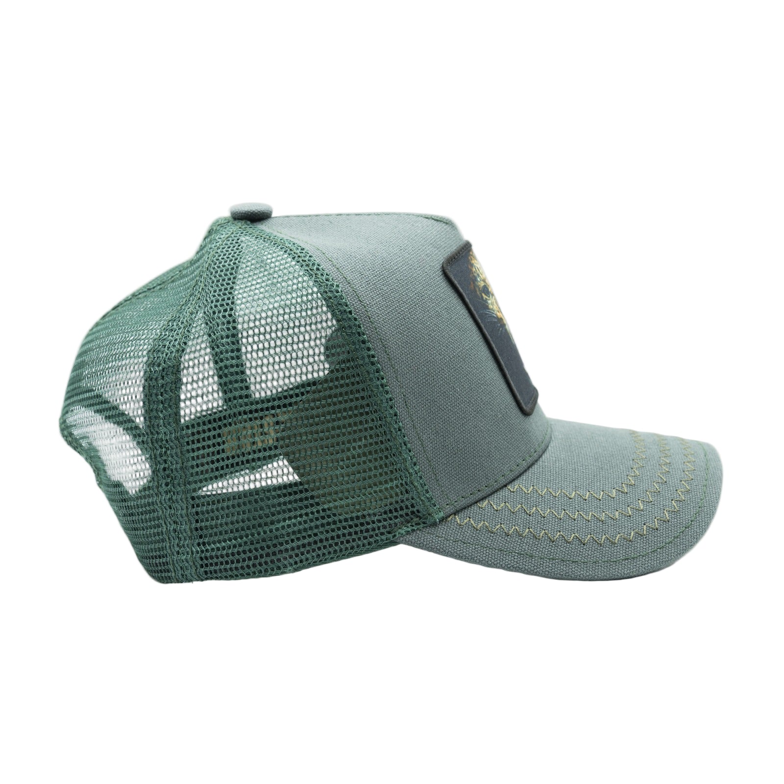 Gold Star Cheetah Trucker Hat - Green