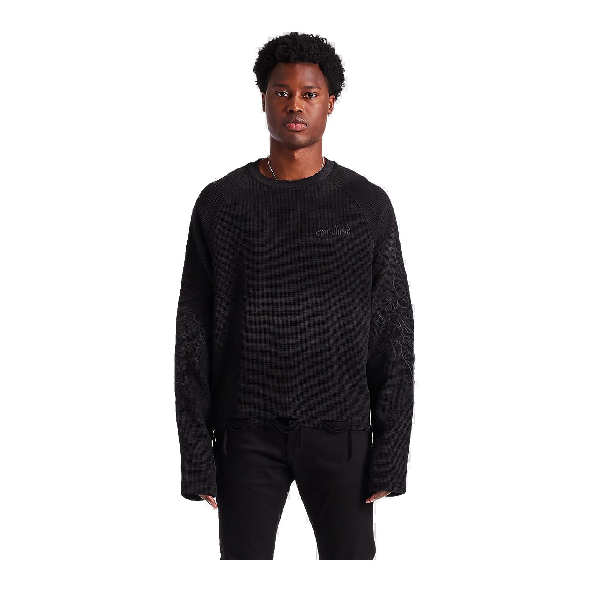 Embellish Ashen Thread Men's Sweatshirt - Black