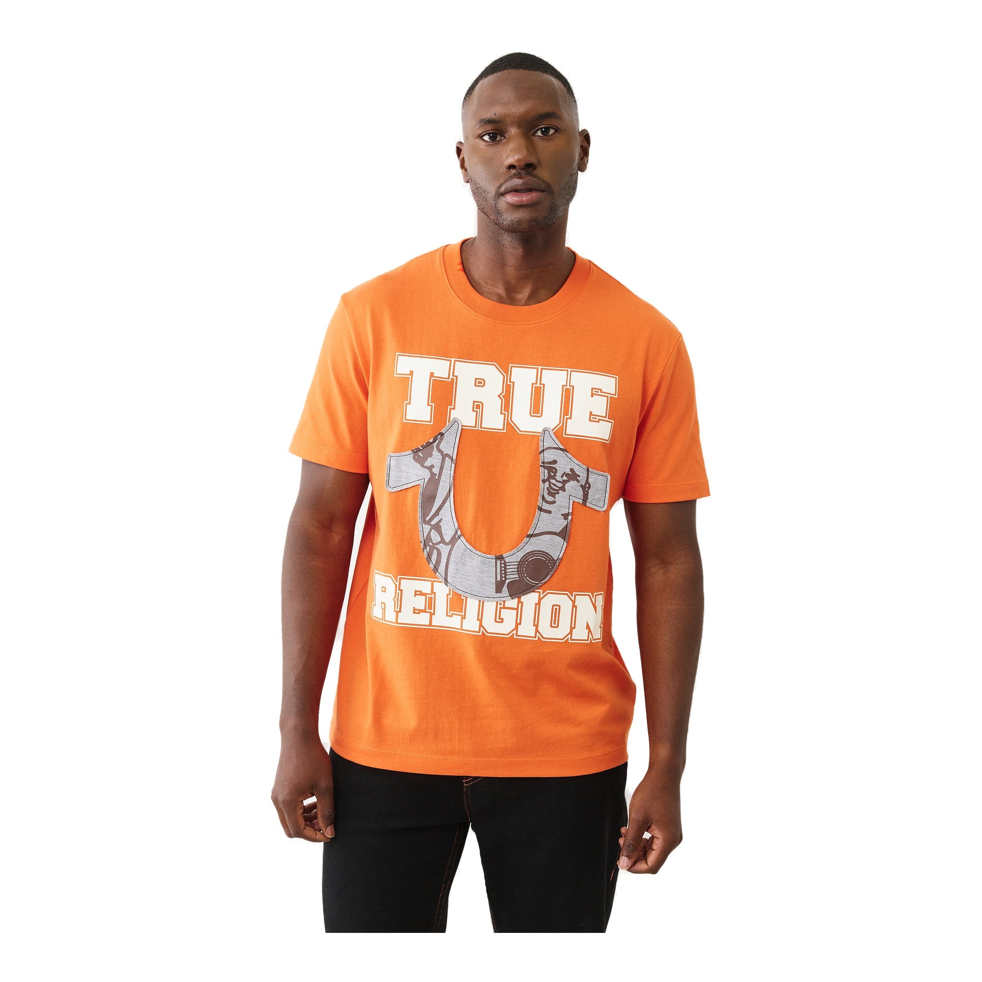 True Religion Terry Applique Tee Men's T-Shirt - Orange