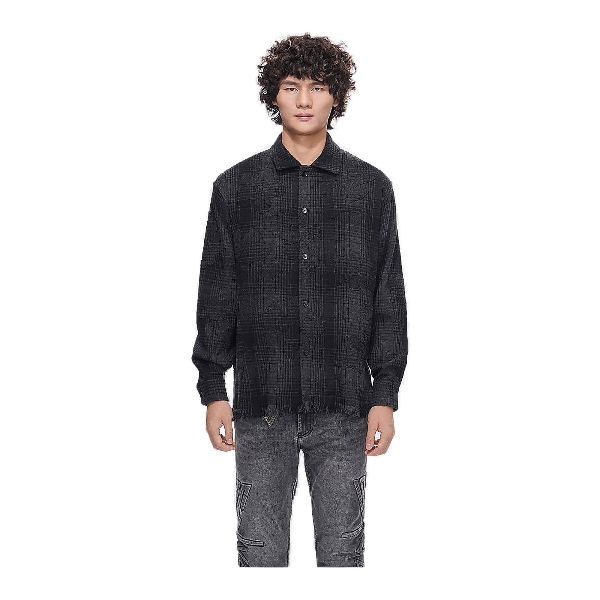 Valabasas Plaid Shirt - Distressed Hem Black