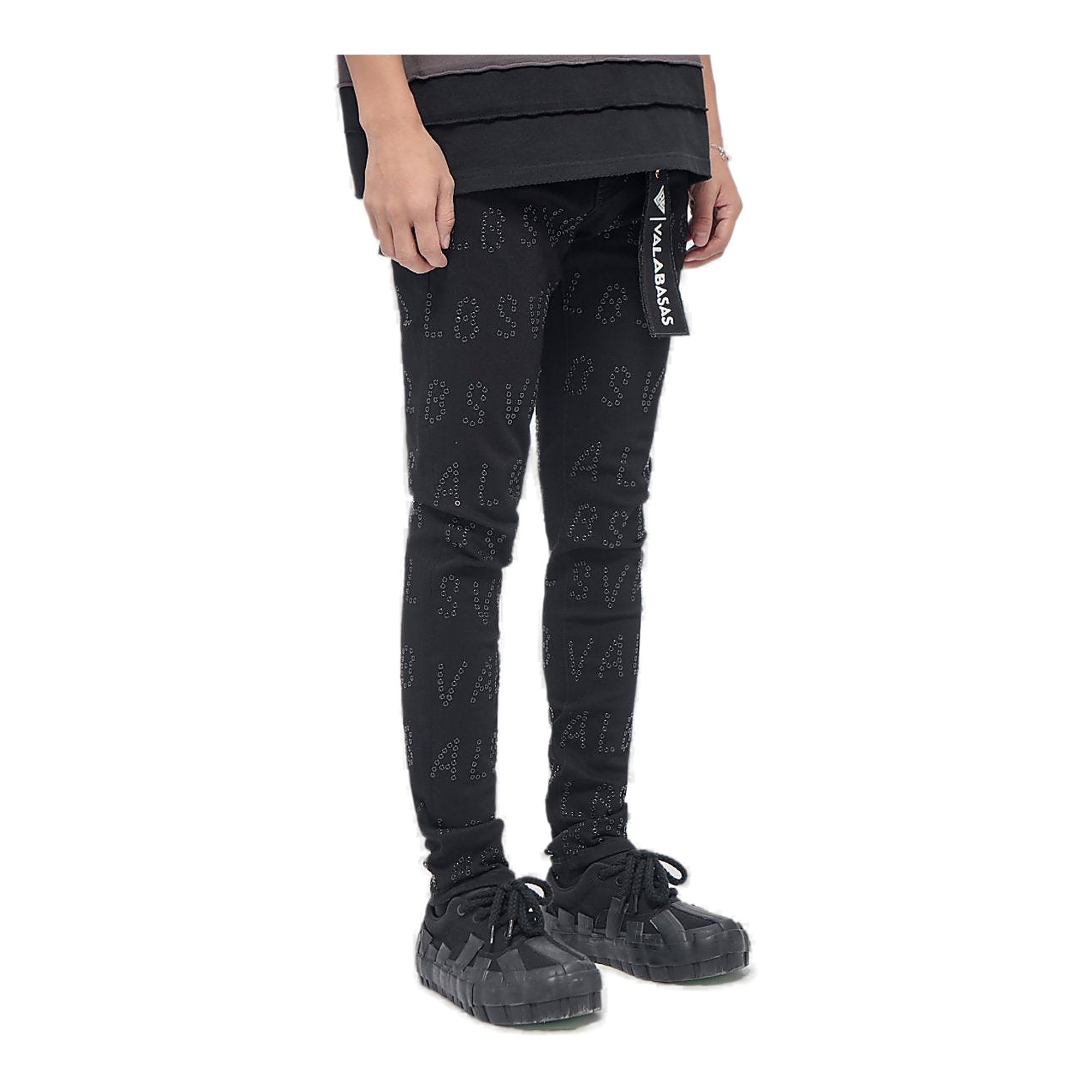 Valabasas Rhinestone Jeans - Skinny Fit Black Wash