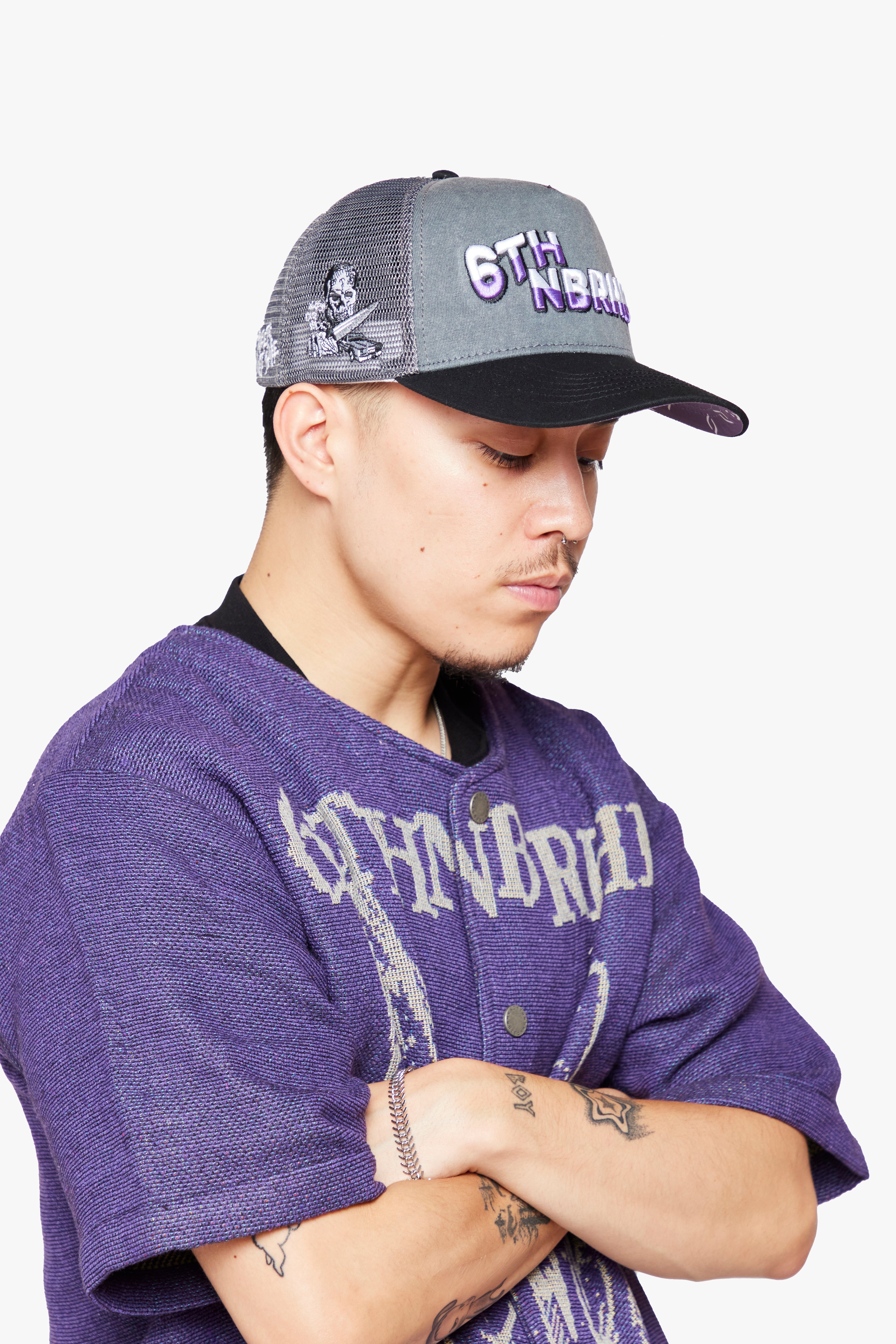 6Thneighborhood Skull Snapback Hat - Embroidered