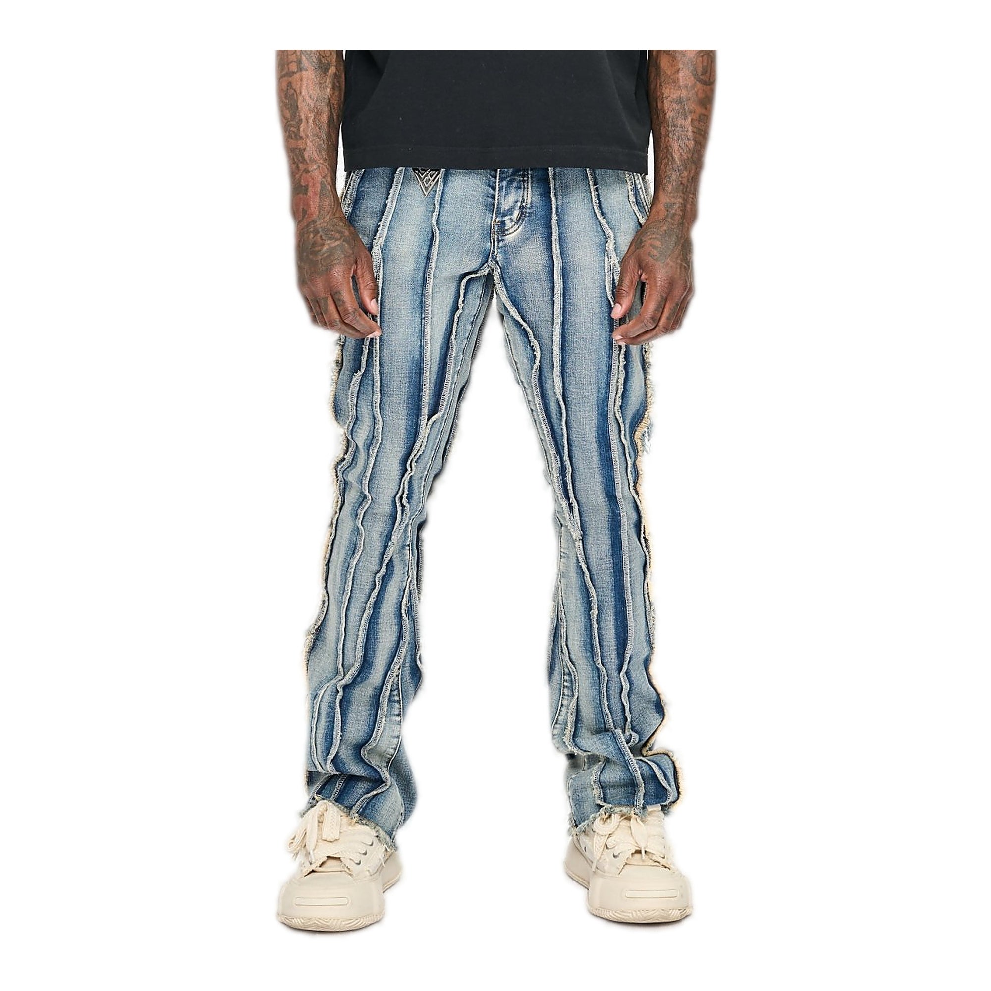 Valabasas Twisted Stacked Denim Men's Jeans - Blue