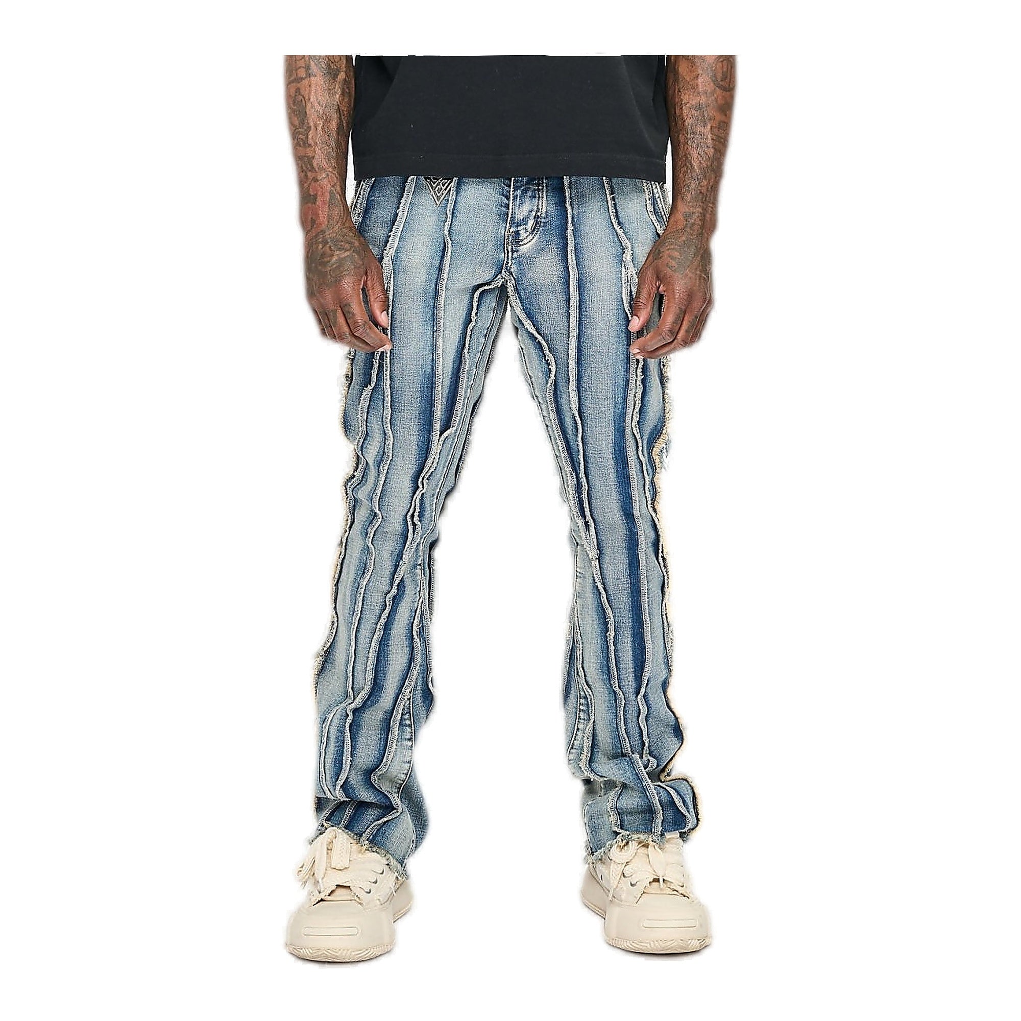 Valabasas Twisted Stacked Denim Men's Jeans - Blue