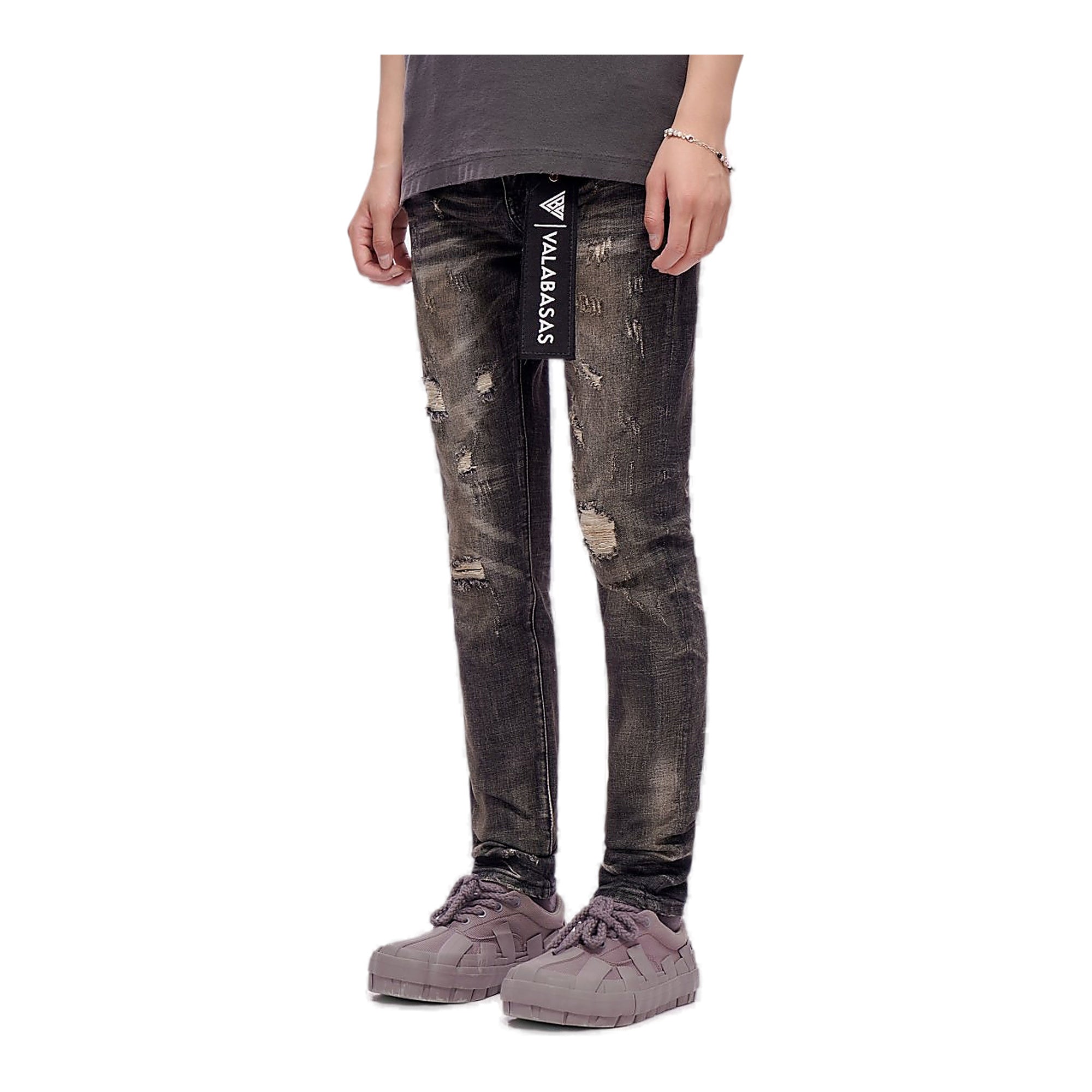 Valabasas Distressed Jeans - Skinny Fit Black Grey Wash